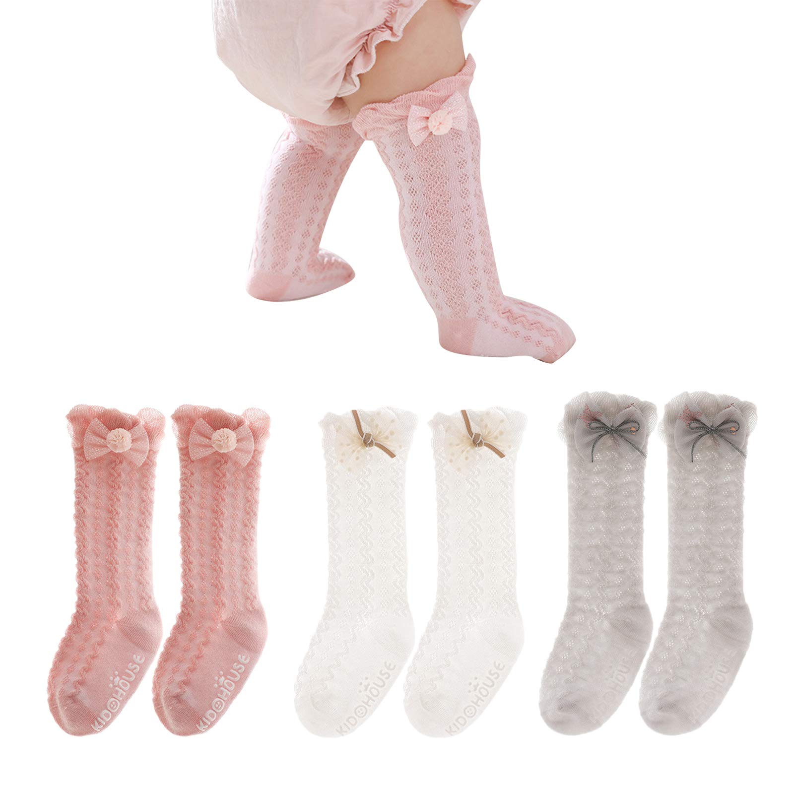 Non-Slip Baby Knee High Socks with Grip - Soft Ruffled Long Stockings for Infants, Toddlers, Boys & Girls - Perfect for Crawling, Playtime & Everyday Comfort