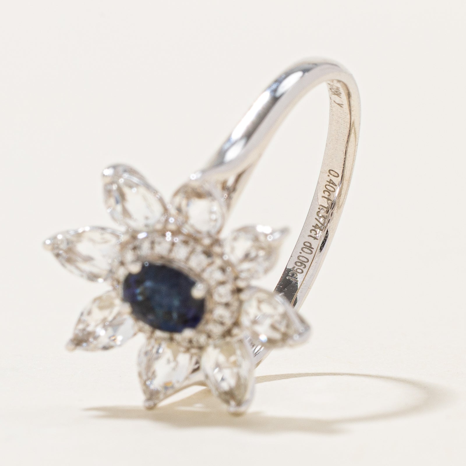 1.774ctw Sapphire, Colorless Topaz & Diamond Ring – 0.069ctw Diamonds – Size 7 – Elegant Jewelry for Weddings, Anniversaries & Special Occasions