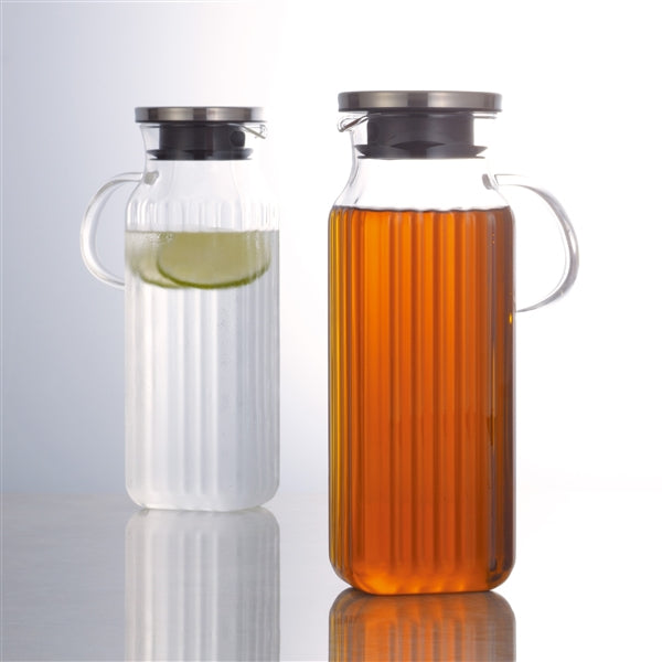Iwaki Heat Resistant Glass Square Jug with Handle - Microwave & Oven Safe Pitcher for Water, Juice, Tea - Perfect for Kitchen, Dining & Entertaining