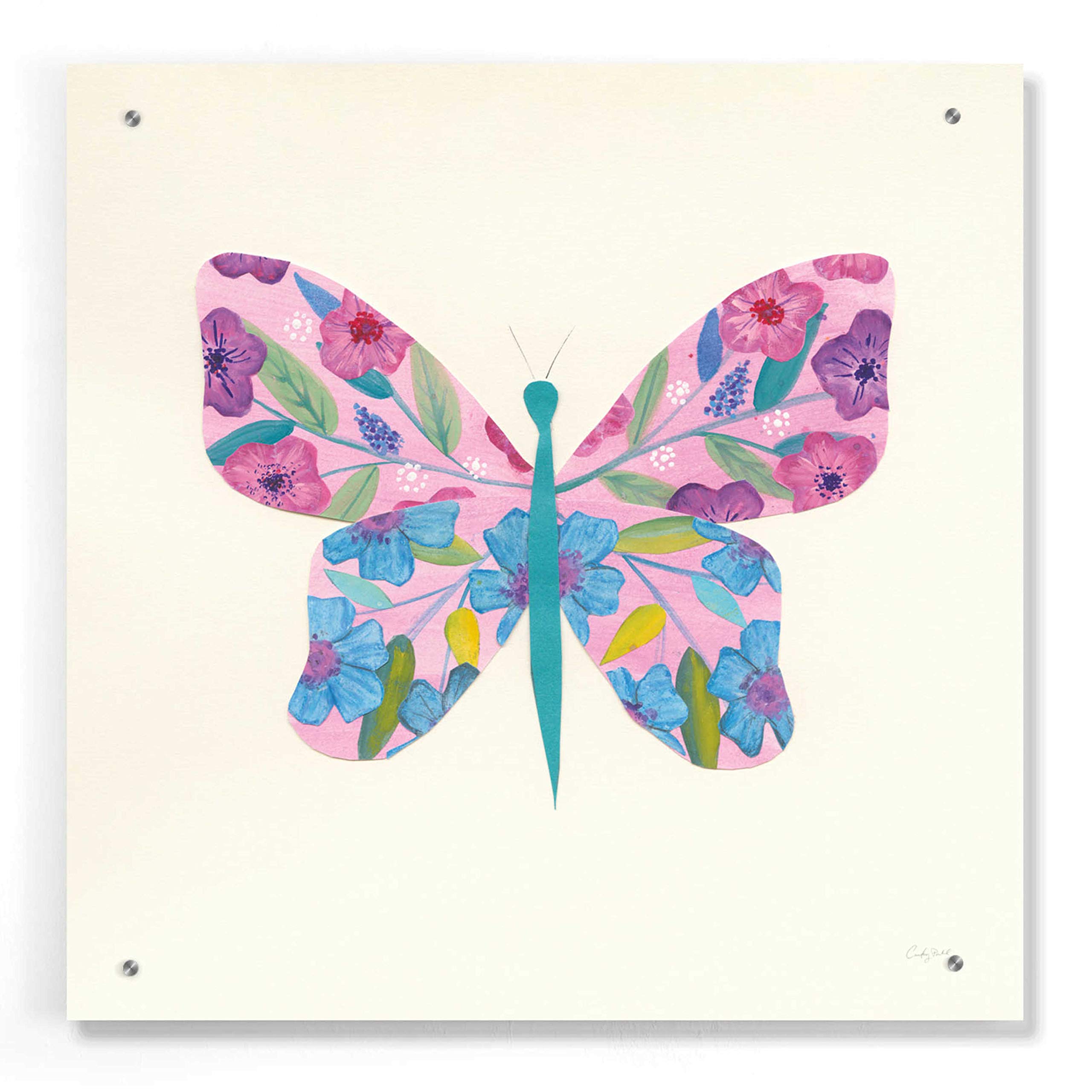 Epic Art 'Butterfly Garden II' by Courtney Prahl - 24x24 Inch Acrylic Glass Wall Decor - Vibrant Butterfly Painting for Living Room, Bedroom & Office Decor
