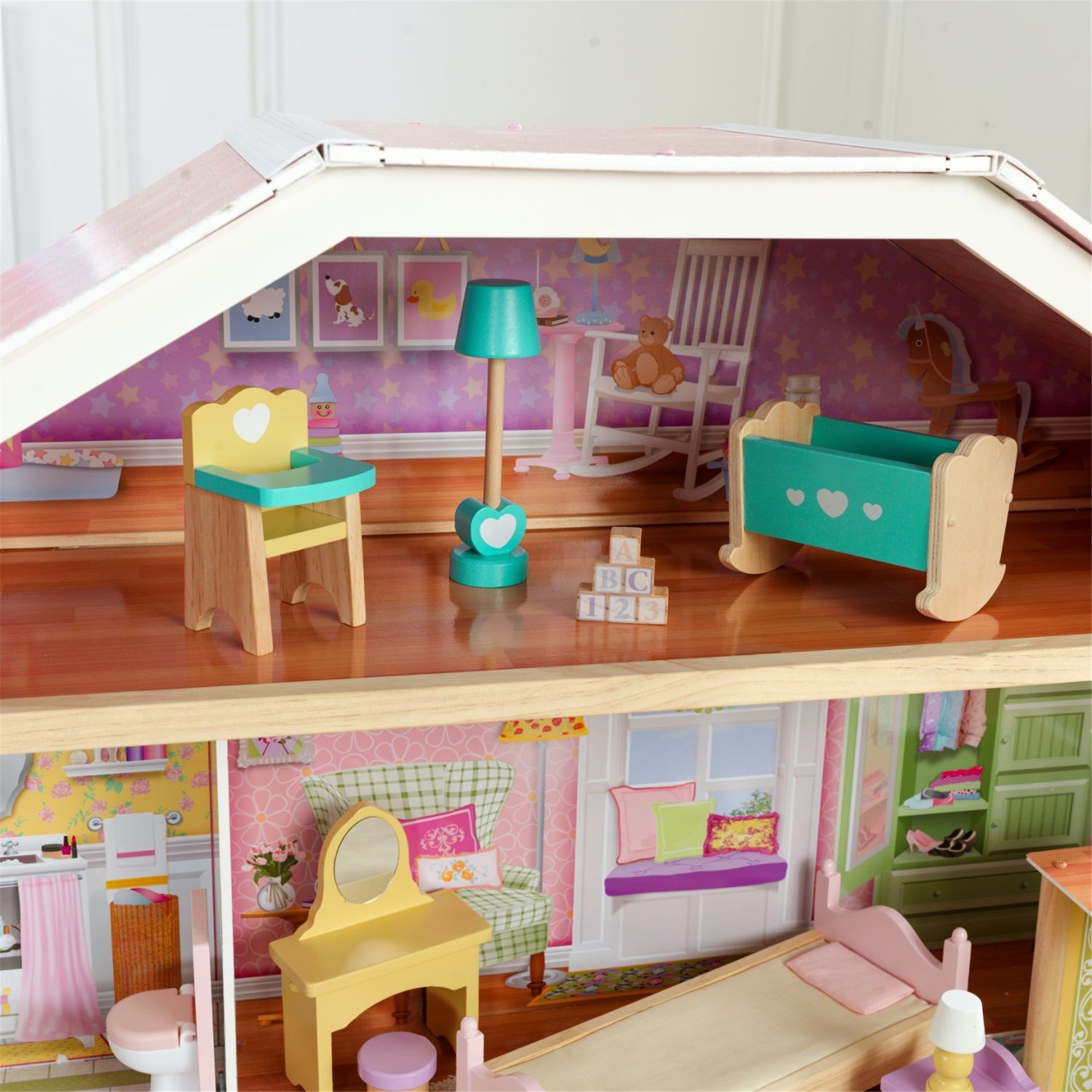 KidKraft Grand View Mansion Dollhouse with Easy Assembly - Large Wooden Doll House for Girls & Kids Ages 3+ | Perfect for Pretend Play, Birthday Gifts & Room Decor