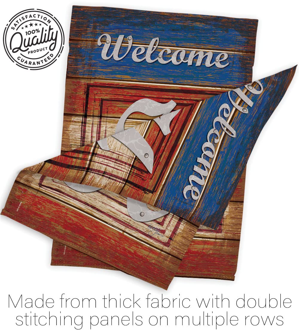 Breeze Decor H Initial Patriotic Flag Set 28x40 - Home & Garden Decor