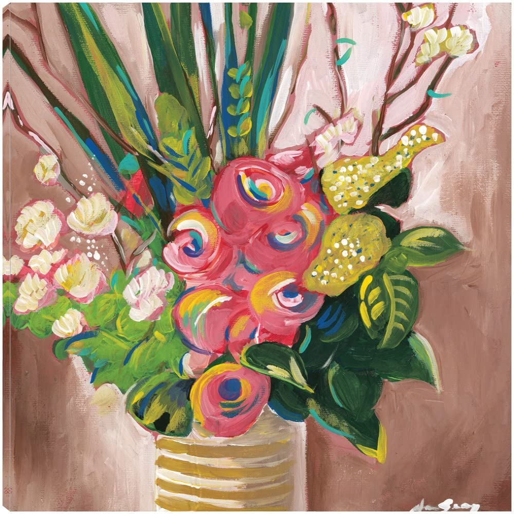 Hand-Painted Floral Canvas Wall Art by Artist Anne Seay - 22x22 Inch Ready-to-Hang Home Decor for Living Room, Bedroom, Office & More - Perfect for Housewarming Gifts & Interior Design