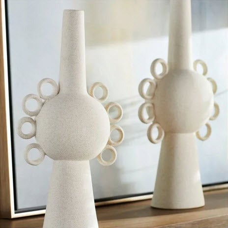 Cyan Design 11205 Ringlets Vase - White Small Ceramic Flower Vase for Home Decor, Wedding Centerpiece, Tabletop Display