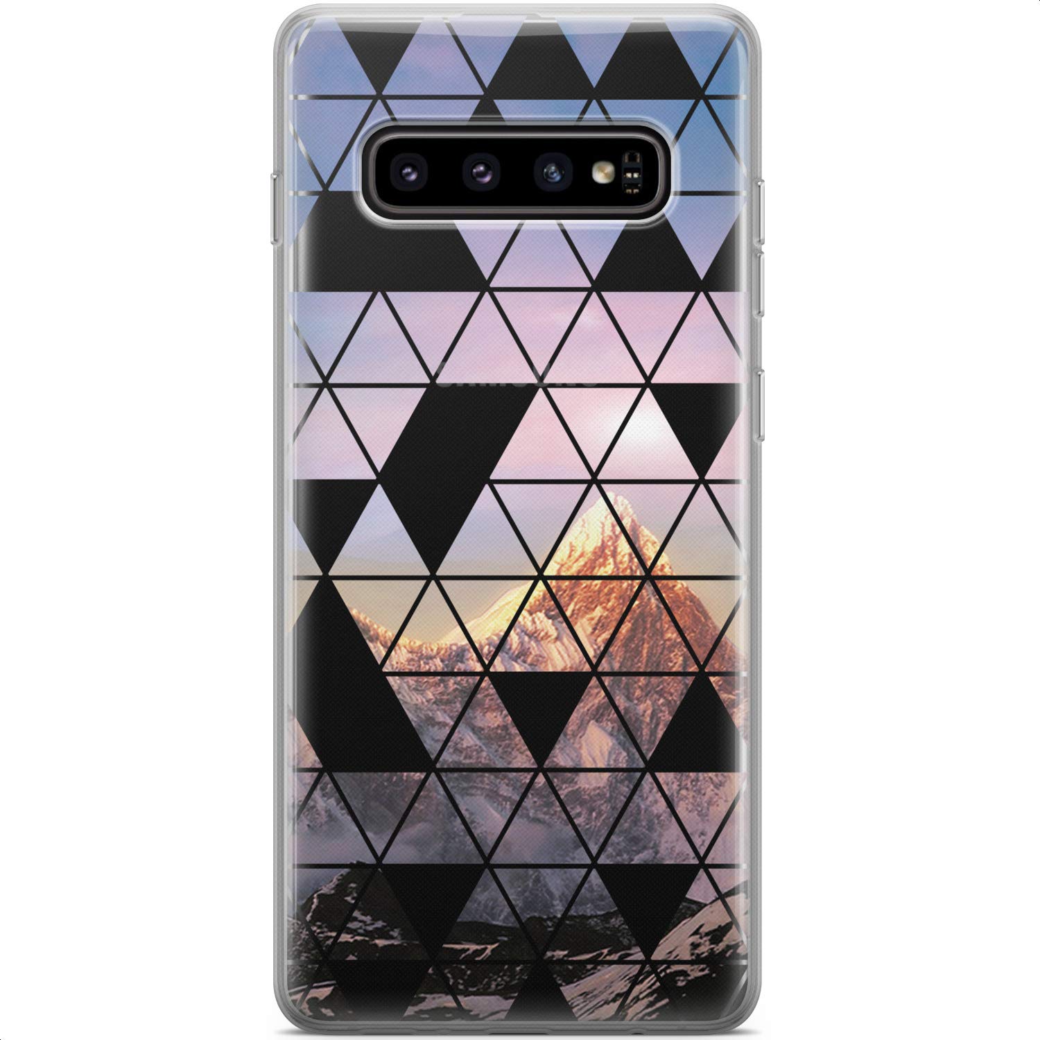 Samsung Galaxy S24 S23 Ultra S22 5G Plus S21 FE S20 S10 Phone Case - Slim Lightweight TPU Silicone Protective Cover with Mountain Triangle Geometric Design | Perfect for Outdoor Adventures, Travel & Everyday Use