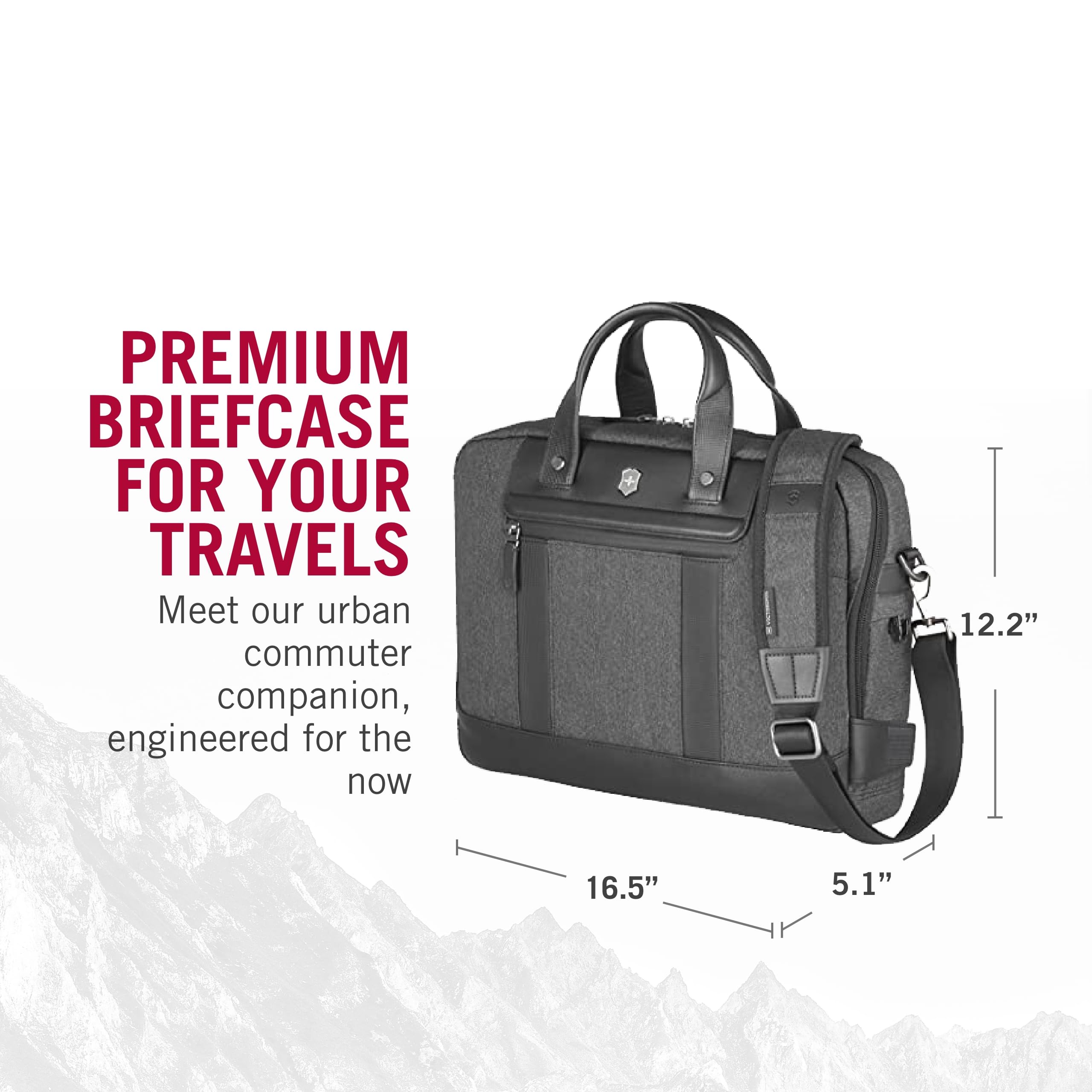 Victorinox Architecture Urban2 Professional Laptop Briefcase - 16L Gray Business Bag with Detachable Shoulder Strap - Ideal for Work, Travel & Commuting - Durable Office Briefcase for Men & Women