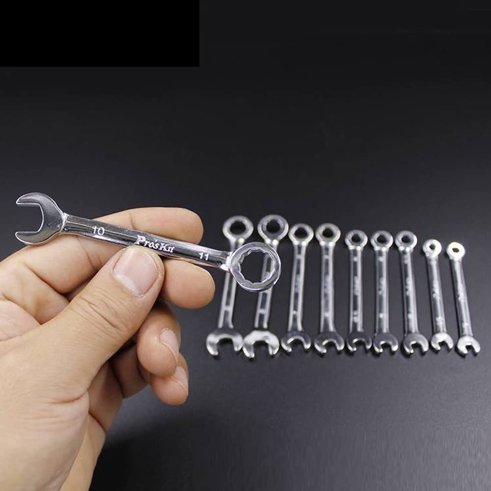 Pros'Kit HW-609B 10-Piece Mini Electronic Combination Metric Wrench Set - Precision Hardware Repair Tool Kit for Electronics, Bicycles & Small Appliances - Ideal for DIY, Home Maintenance and Professional Technicians