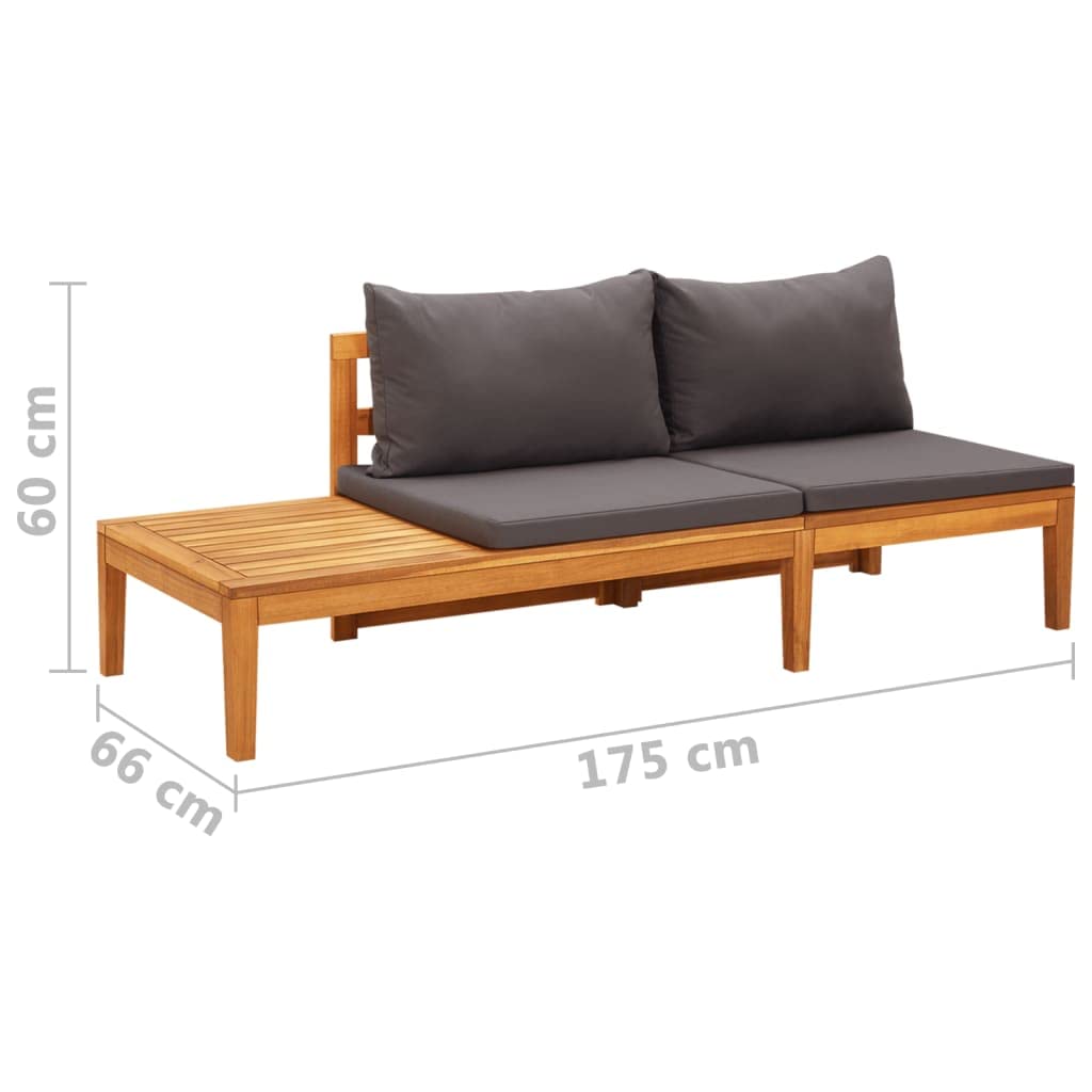 Dark Gray Acacia Wood Sofa with Soft Cushions - Comfortable Living Room Couch, Patio Bench with Table for Apartment, Dorm & Office | Perfect for Lounging, Entertaining & Small Space Living