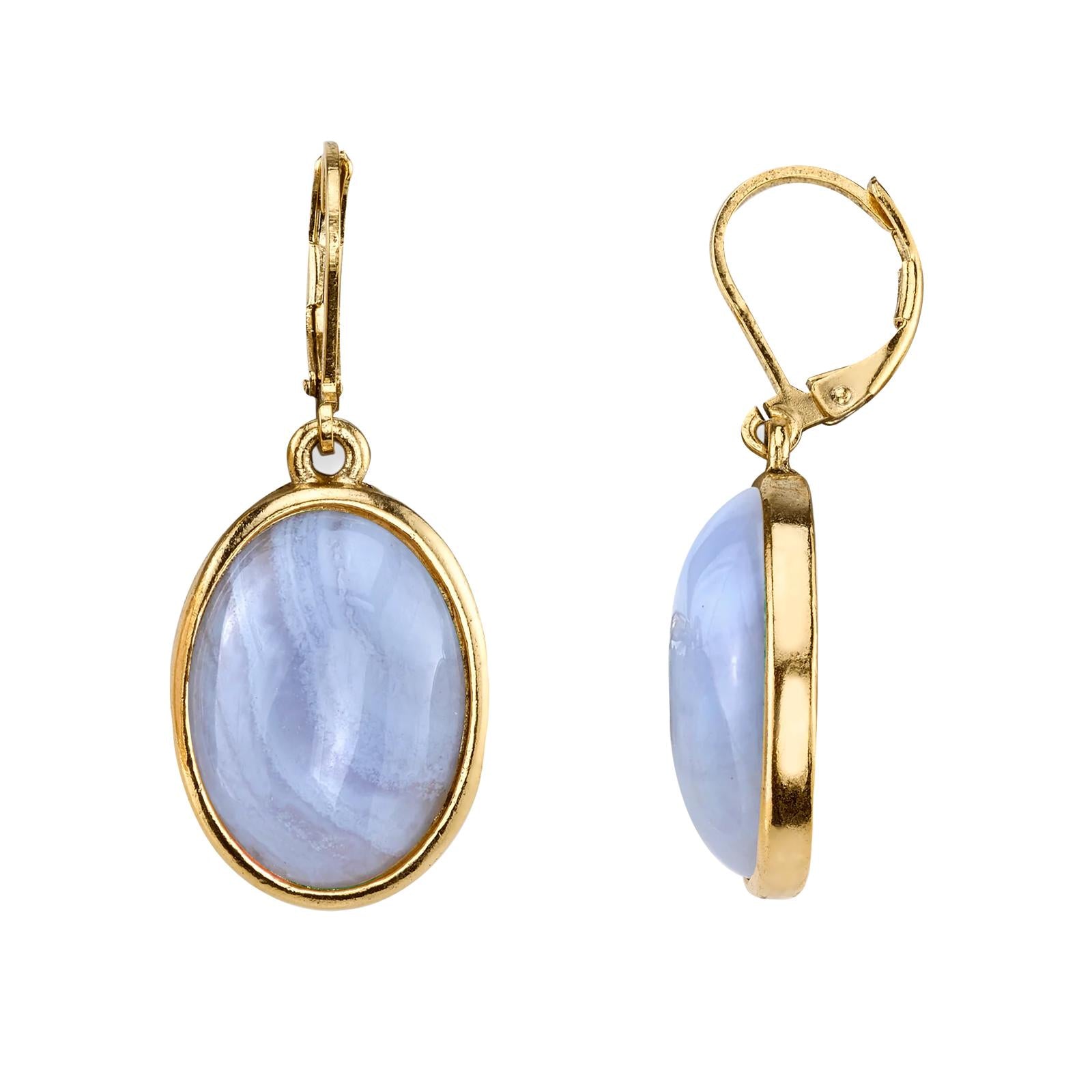 1928 Vintage Oval Gemstone Drop Earrings for Women - Elegant Dangle Earrings for Party, Wedding & Special Occasions