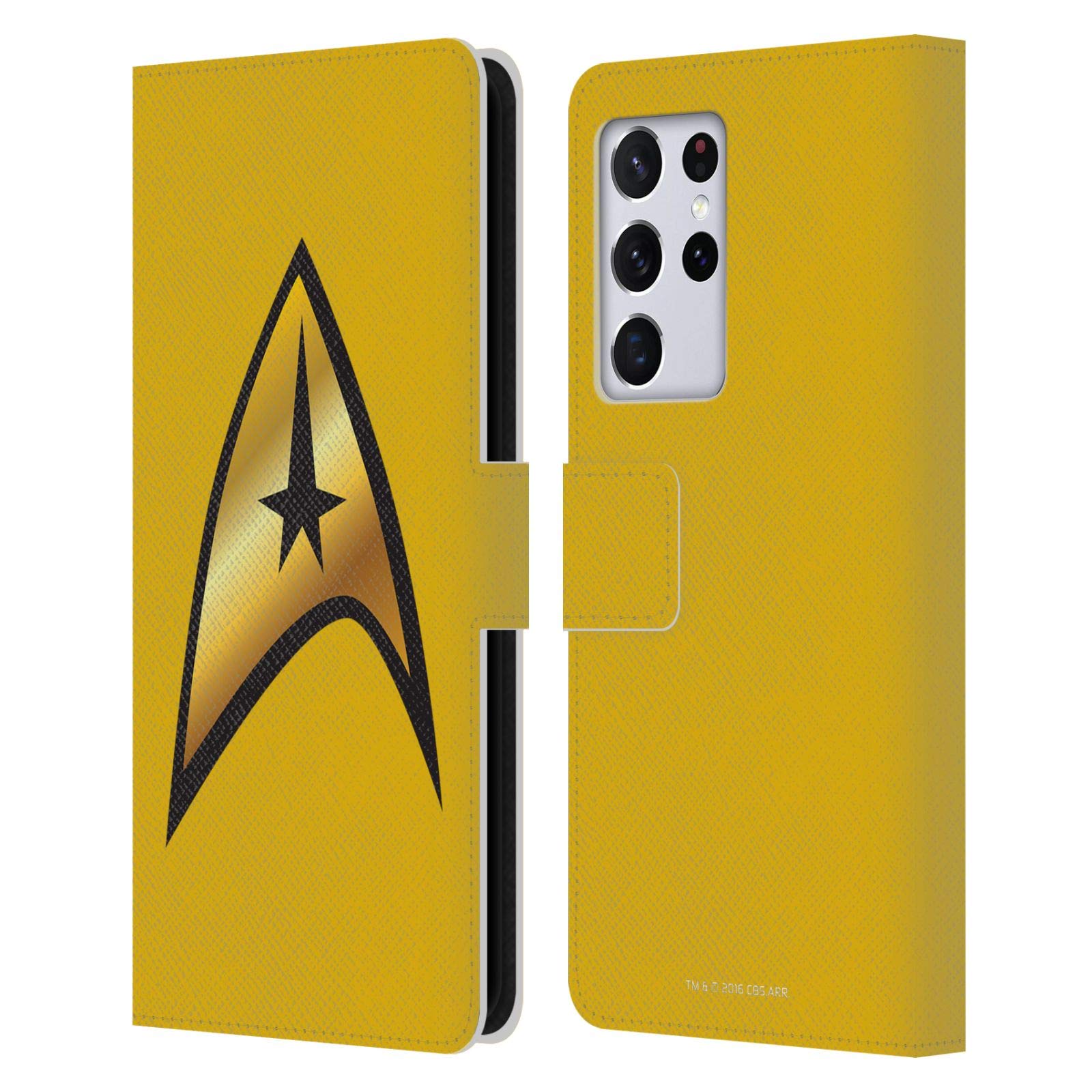 Officially Licensed Star Trek Command Solo Uniform & Badge Leather Wallet Case for Samsung Galaxy S21 Ultra 5G | TOS Design | Perfect for Trekkie Fans & Sci-Fi Conventions