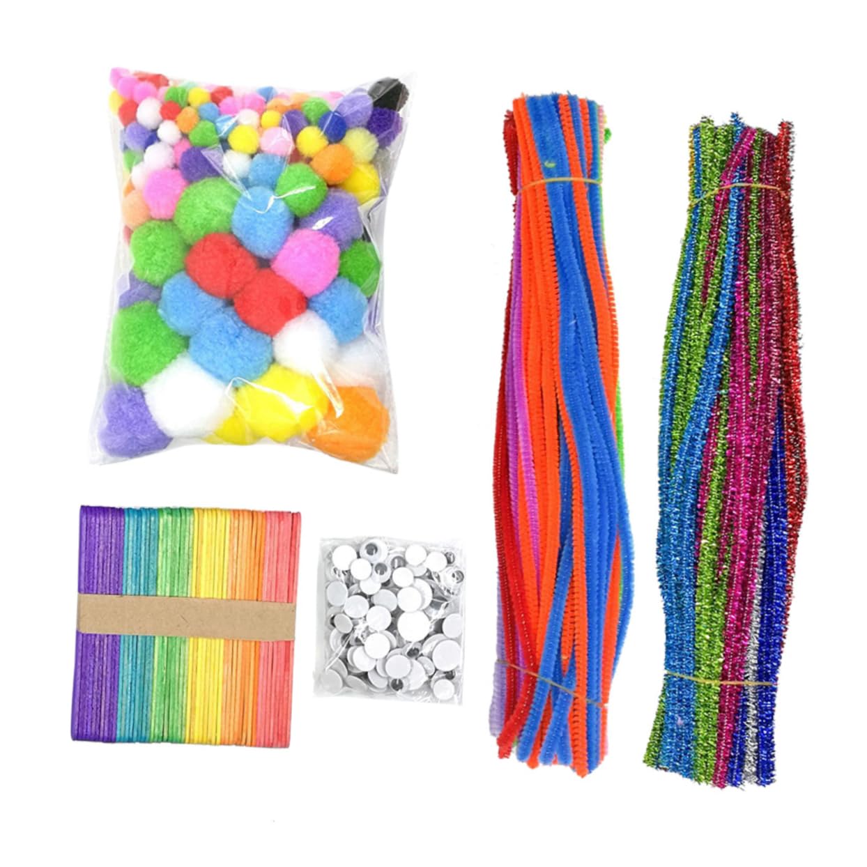 1 Set Lip Gloss Kit with Plush Wire, Tinsel Cleaner & Bendable Sticks - Wooden Craft Art Supplies for Kids, Kindergarten DIY Toys, Wool Sticks for Creative School Projects & Party Activities