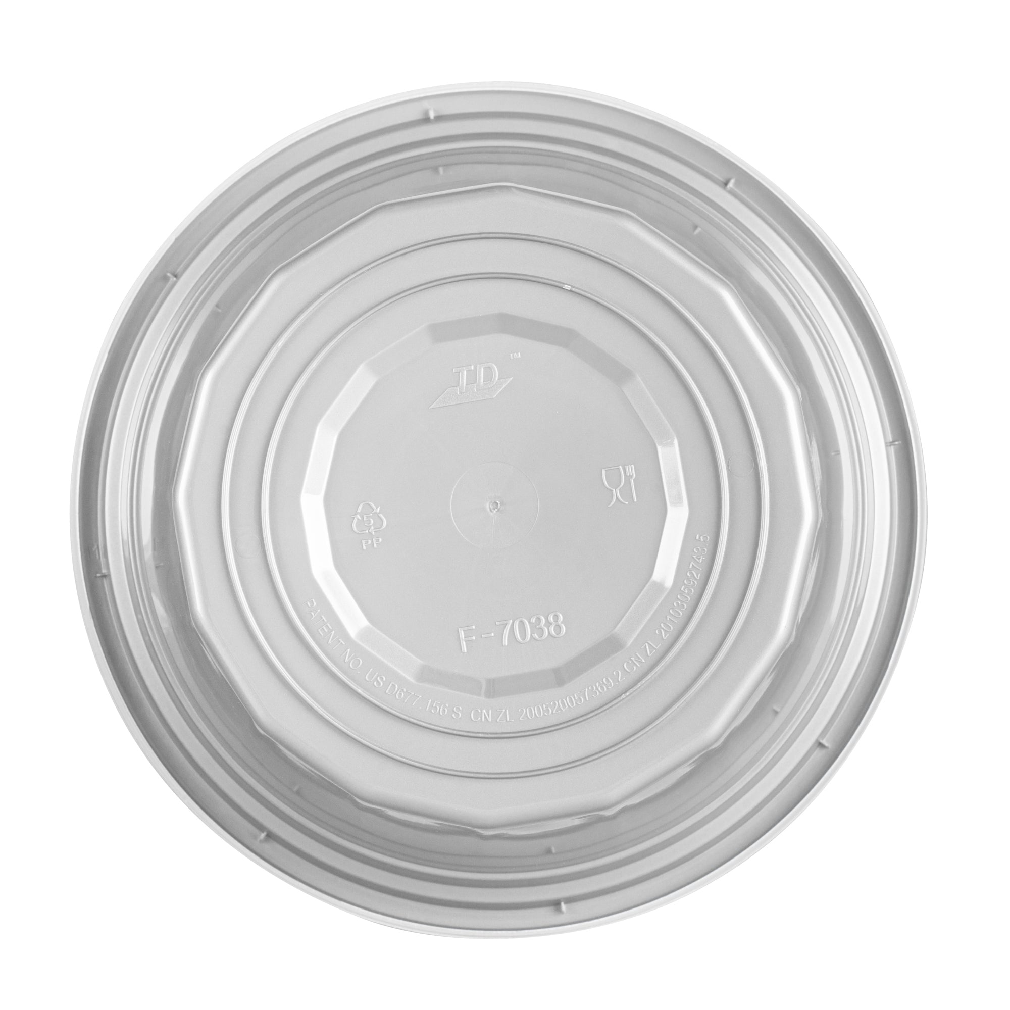 32 oz Round Silver Plastic Food Storage Containers with Clear Lids - Microwave Safe, Reusable To-Go Boxes (7.25