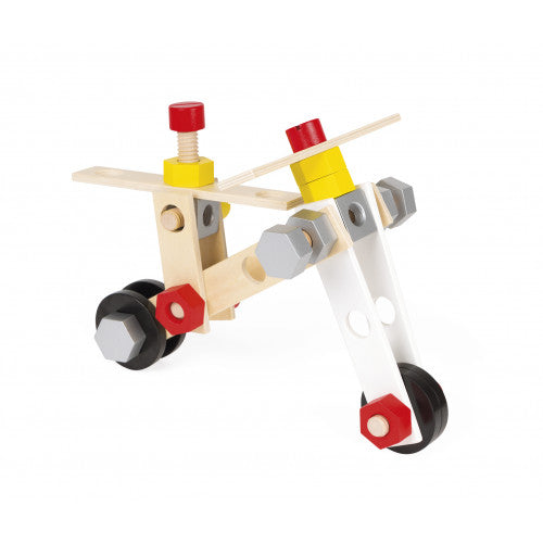 Janod BricoKids DIY Barrel Building Set - 100 Piece Wooden Construction Toy for Kids Ages 4-8 | Creative STEM Learning & Pretend Play | Perfect for Birthday Gifts & Classroom Activities