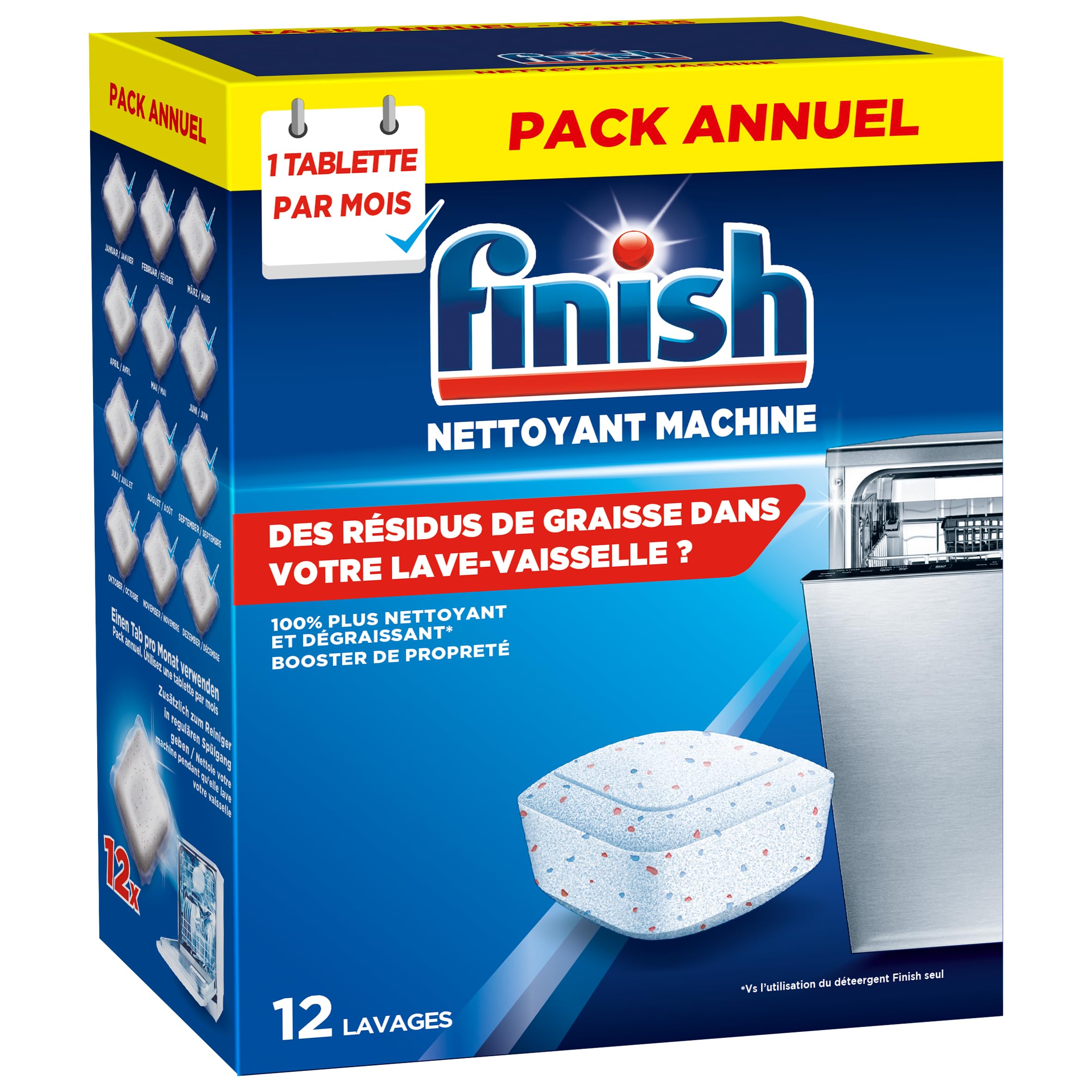 Finish Dishwasher Machine Cleaner - Original Formula, Pack of 8 (250ml Each) | Deep Cleans & Protects Dishwasher | Removes Limescale & Odors | For Bosch, Samsung, LG & More | Home Kitchen Essential