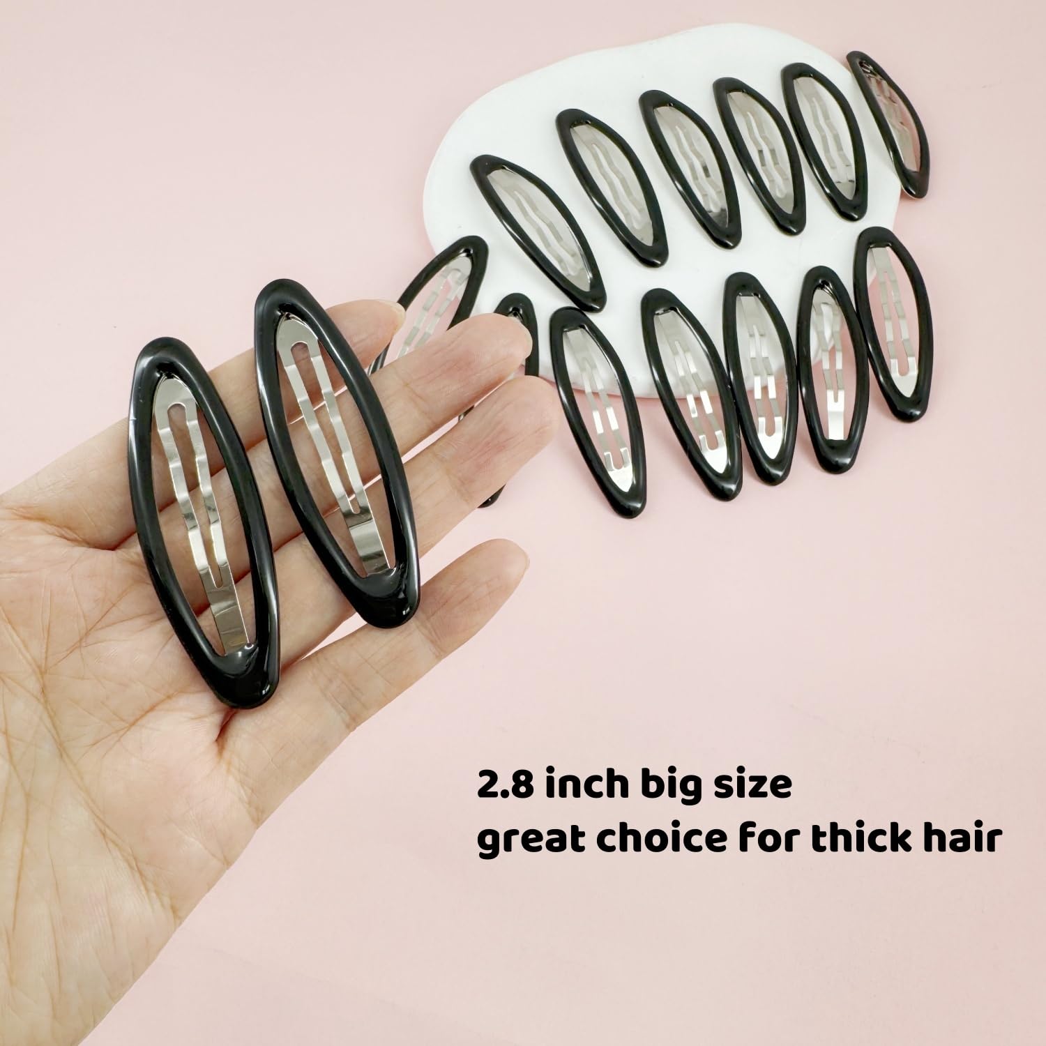 16 Pieces XL Hair Clips for Thick Hair - 2.8 Inch Oval Metal Snap Hair Grips for Women - Non-Slip Hair Accessories for Work, Gym, and Everyday Styling