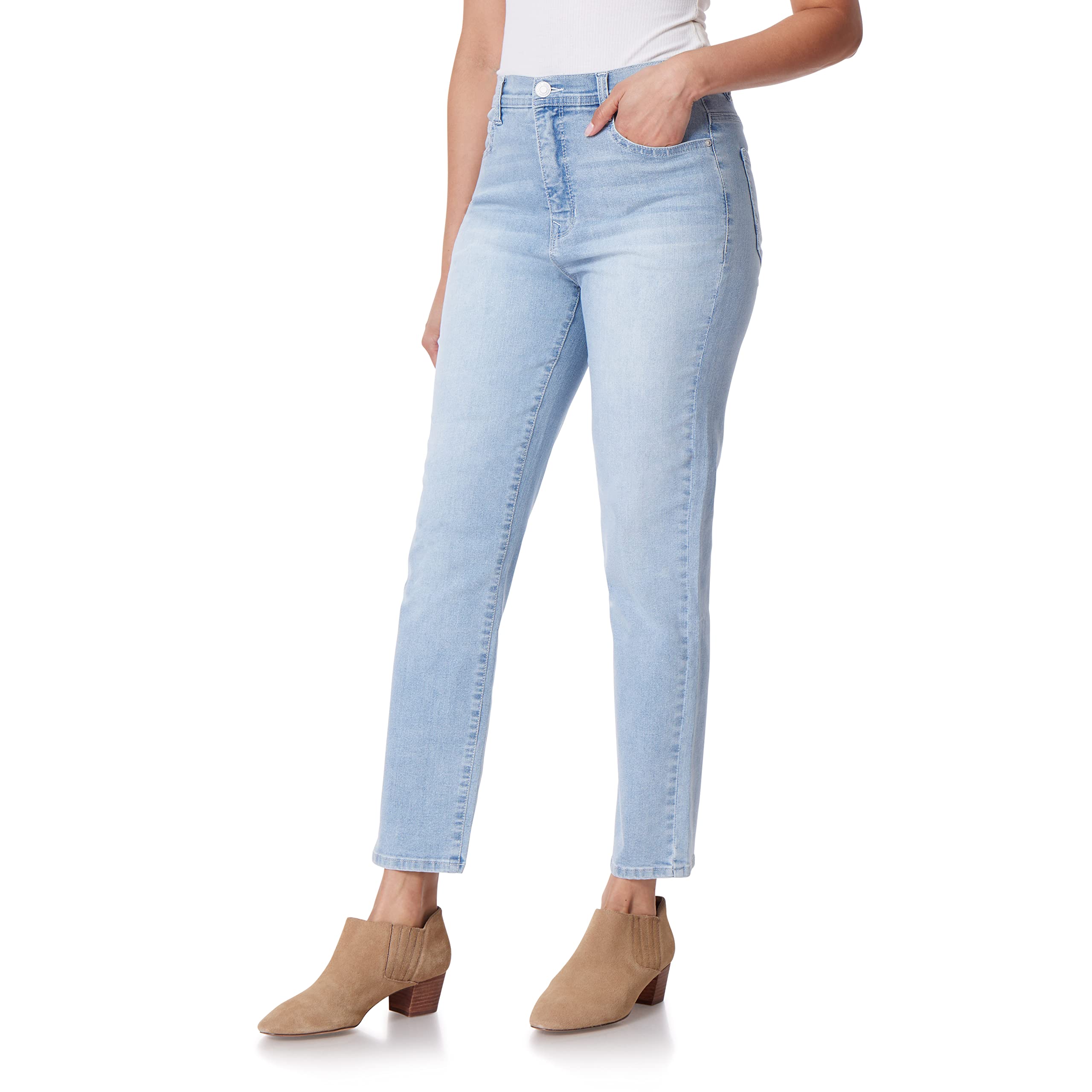 Angels Forever Young Women's Heritage High-Rise Straight Ankle Jeans - Comfortable Slim Fit Denim Pants for Casual Wear & Everyday Outfits