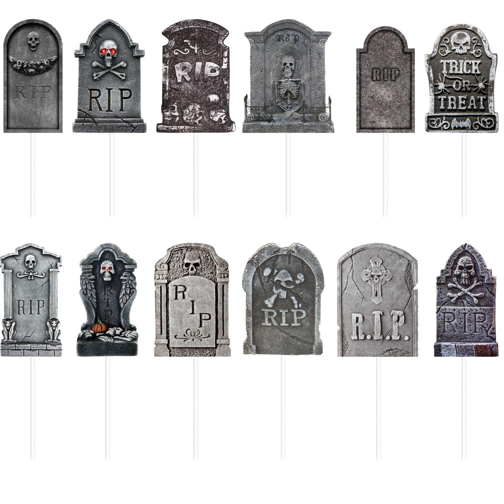 24-Piece Halloween Cupcake Toppers - Spooky Tombstone & Graveyard Cake Decorations for Halloween Party Supplies | Perfect for Cupcakes, Cakes, and Dessert Displays at Halloween Parties, Trick-or-Treat Events & Themed Gatherings