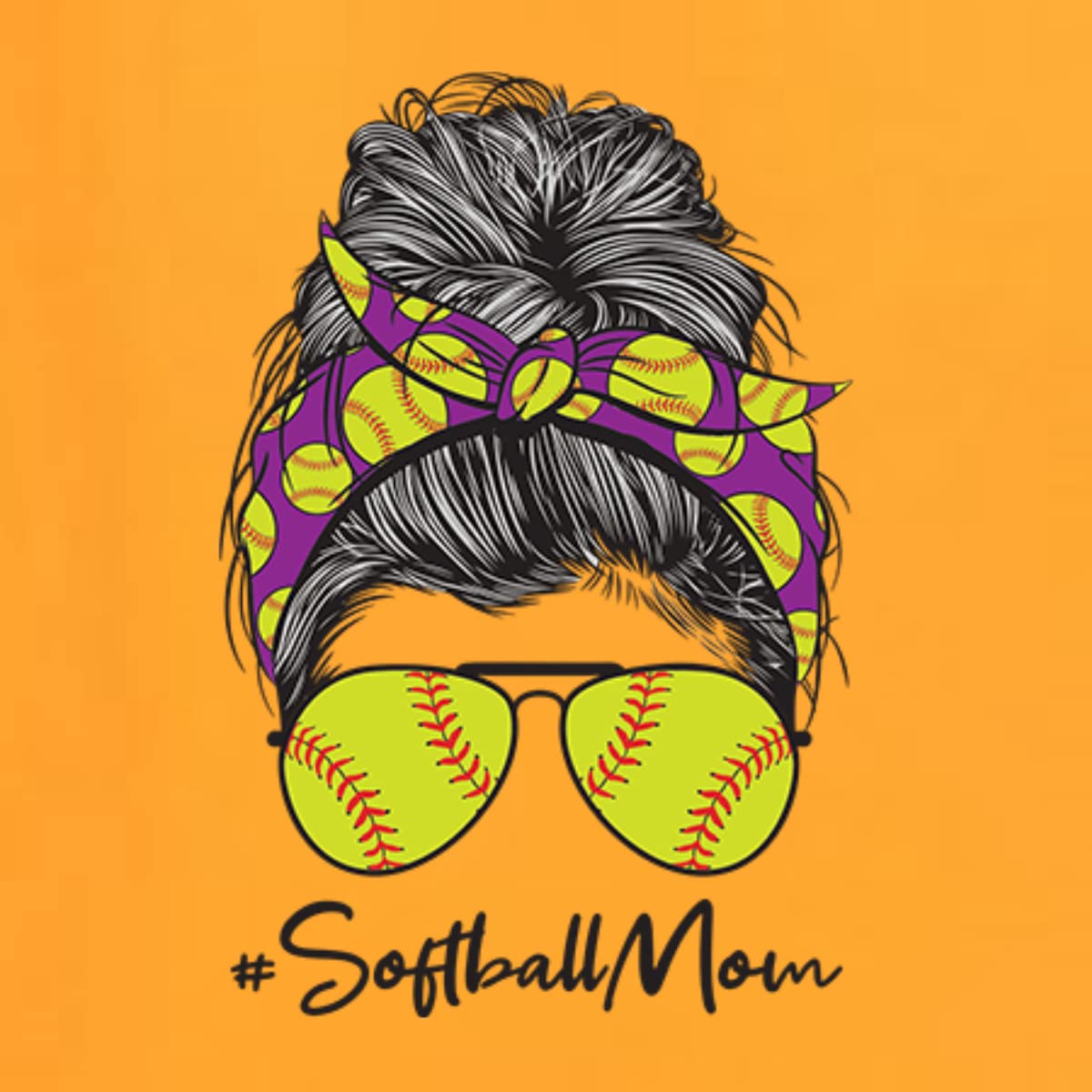Messy Bun Softball Mom T-Shirt - Cute Graphic Tee for Baseball Moms, Team Spirit Apparel - Perfect for Game Day, Mother's Day Gifts & Casual Wear