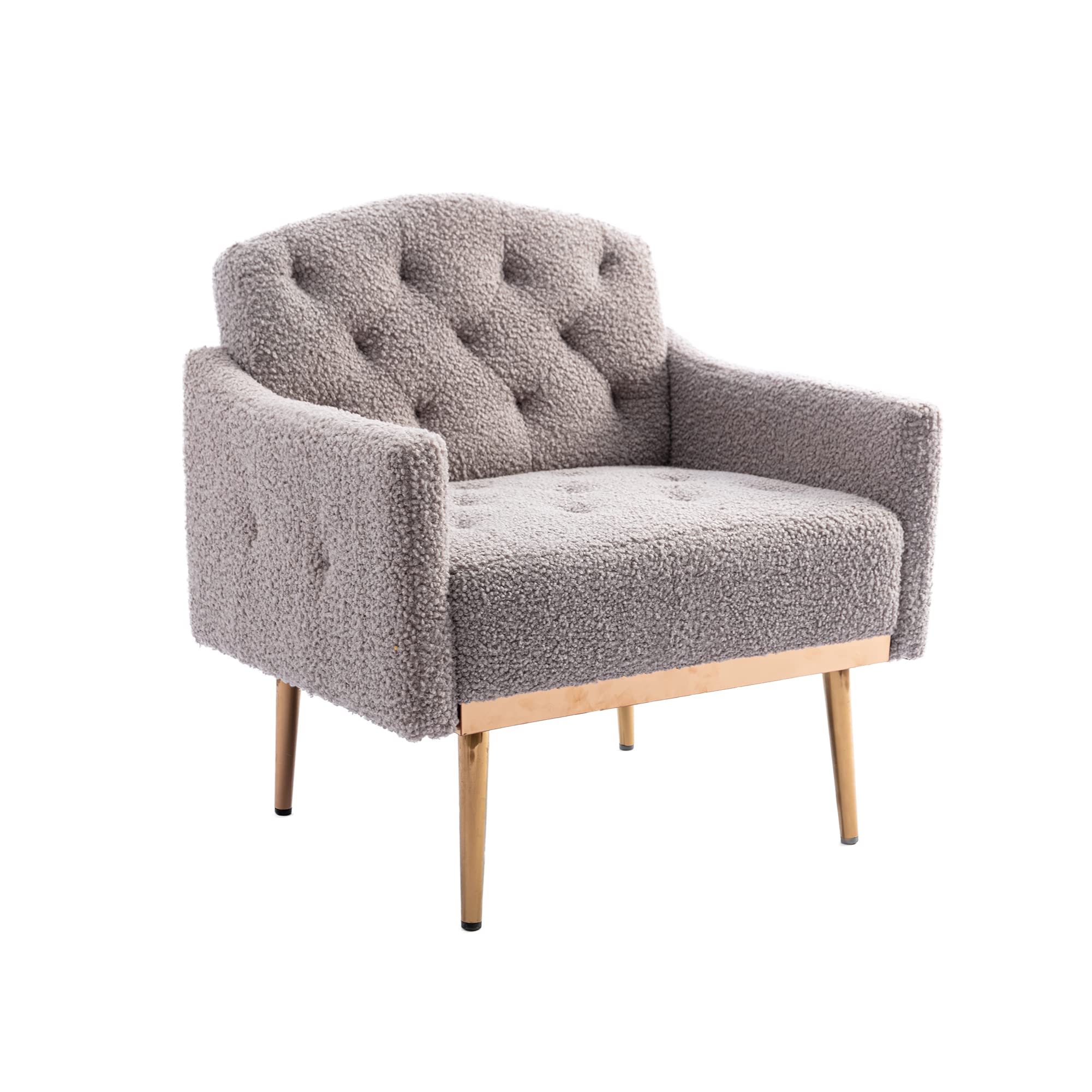 Modern Accent Chair - Upholstered Armchair & Club Lounge Chair for Living Room, Studio, Reading Nook | Teddy Grey Fabric | Cozy Seating for Relaxation & Home Decor