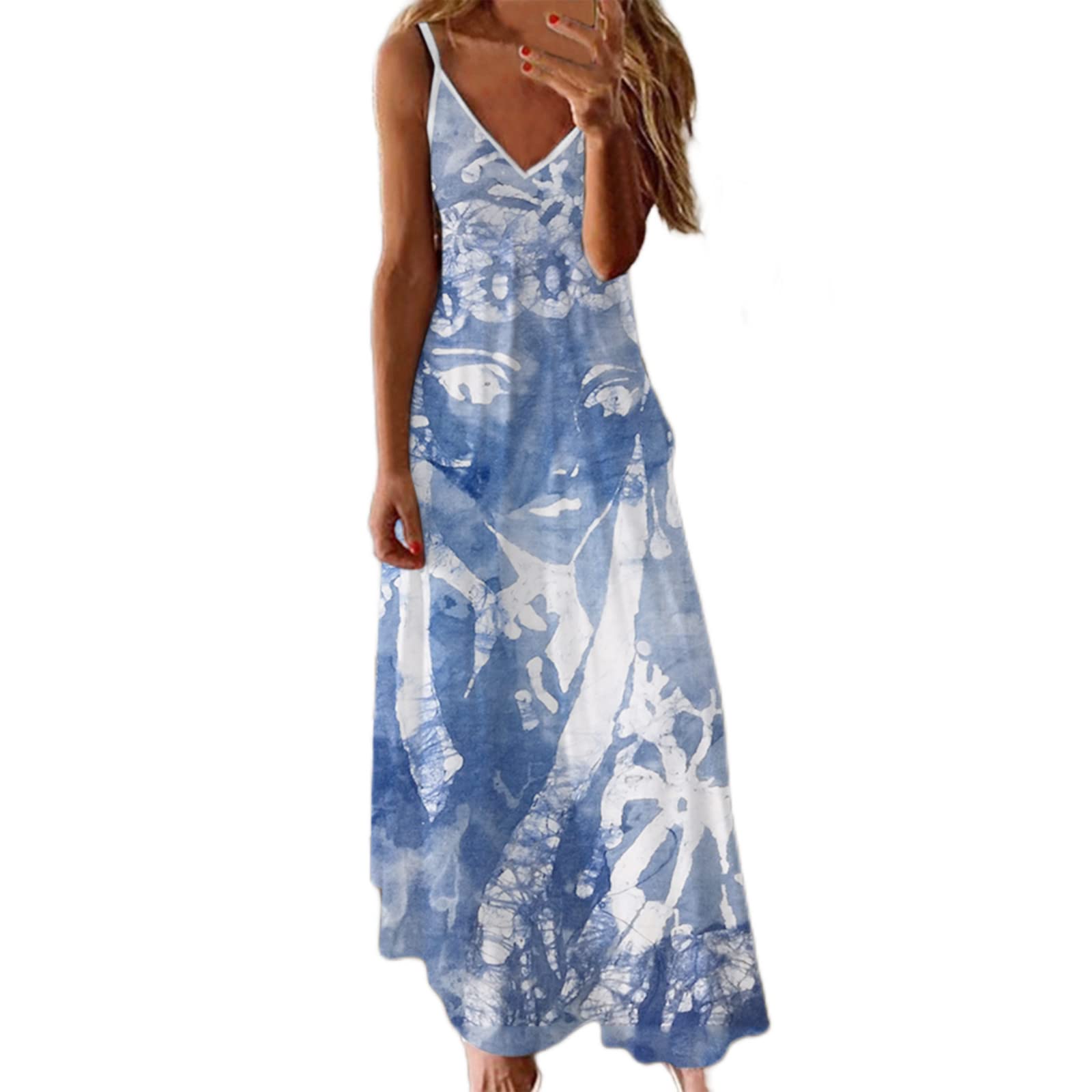 Women's Summer Casual Beach Sleeveless Strappy Floral Print Dress - 2022 Wedding Guest Outfit & Vacation Sundress | Perfect for Beach Parties, Bridal Showers, and Summer Getaways
