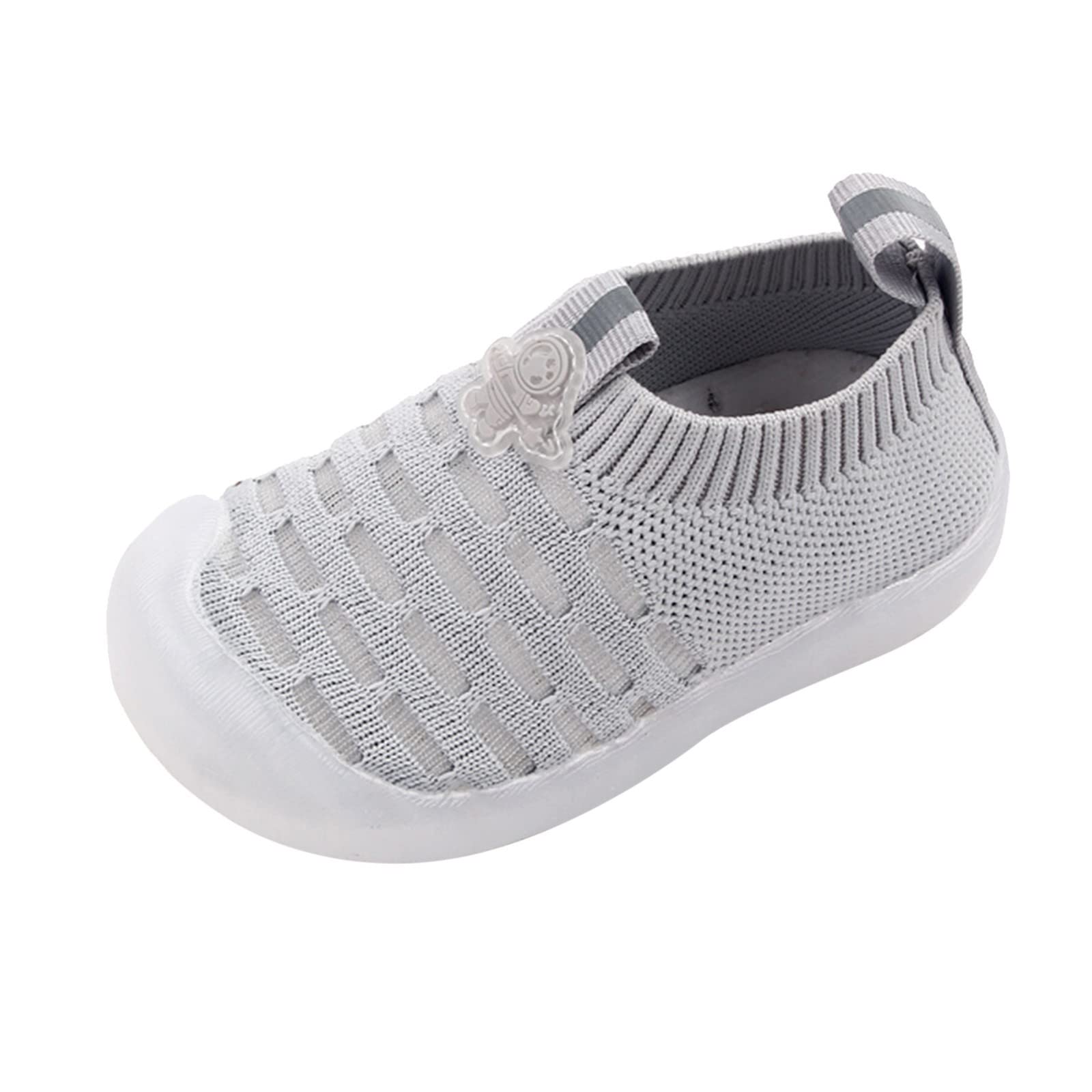 **Breathable Mesh Girls' Leisure Shoes - Soft Sole Sport Sneakers for Big Girls - Comfortable Socks Shoes for Running & Play (Grey, Size 15)**