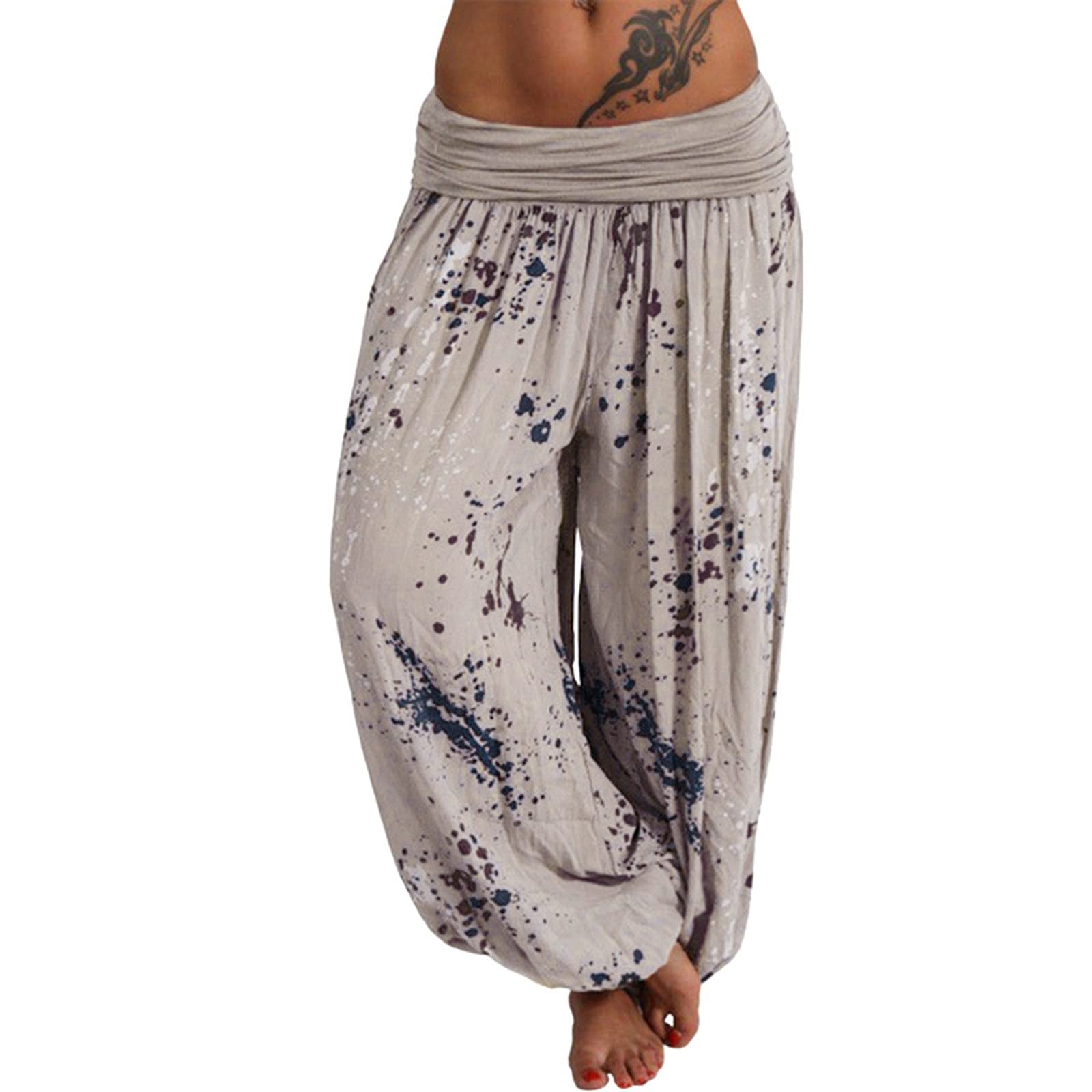 Women's Casual Linen Pants with Smocked Waist & Pockets - Comfortable Beach Trousers for Lounge, Travel & Summer Outfits