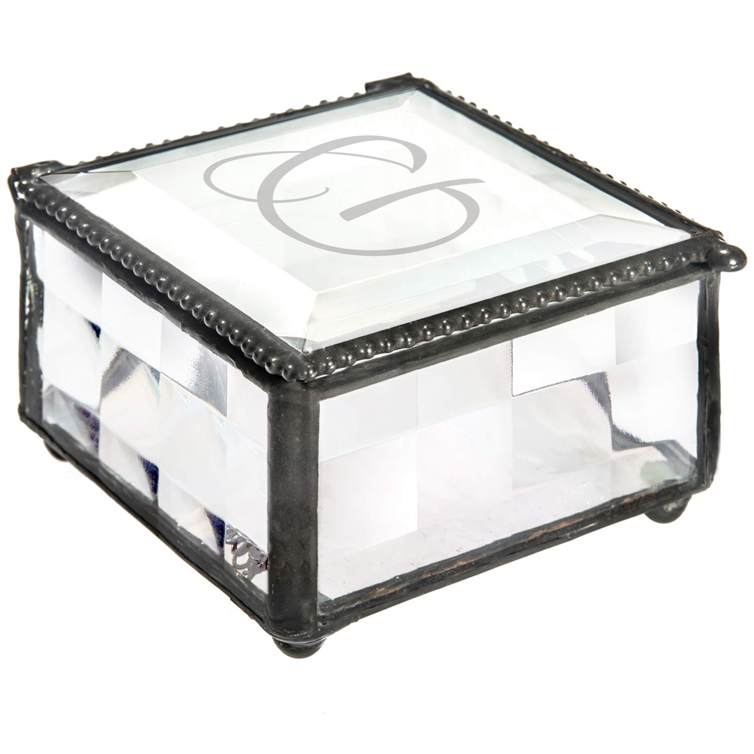 Personalized Glass Jewelry Box - Monogrammed Vanity Display Case for Rings, Necklaces & Keepsakes | Vintage Home Decor & Gift for Women | Clear Glass Blocks for Bedroom, Bathroom & Wedding Decor
