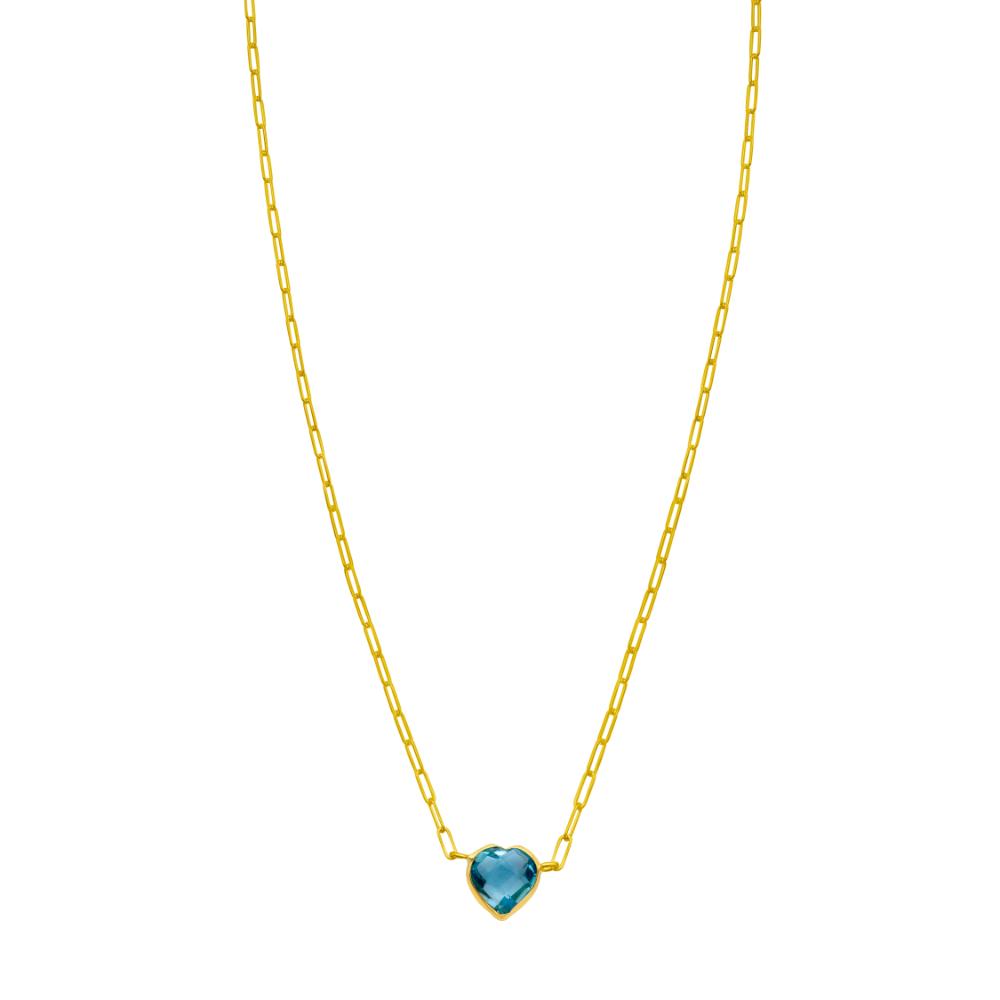 14K Gold Blue Topaz Heart Pendant Necklace for Women - Elegant Jewelry Gift for Valentine's Day, Anniversary & Special Occasions