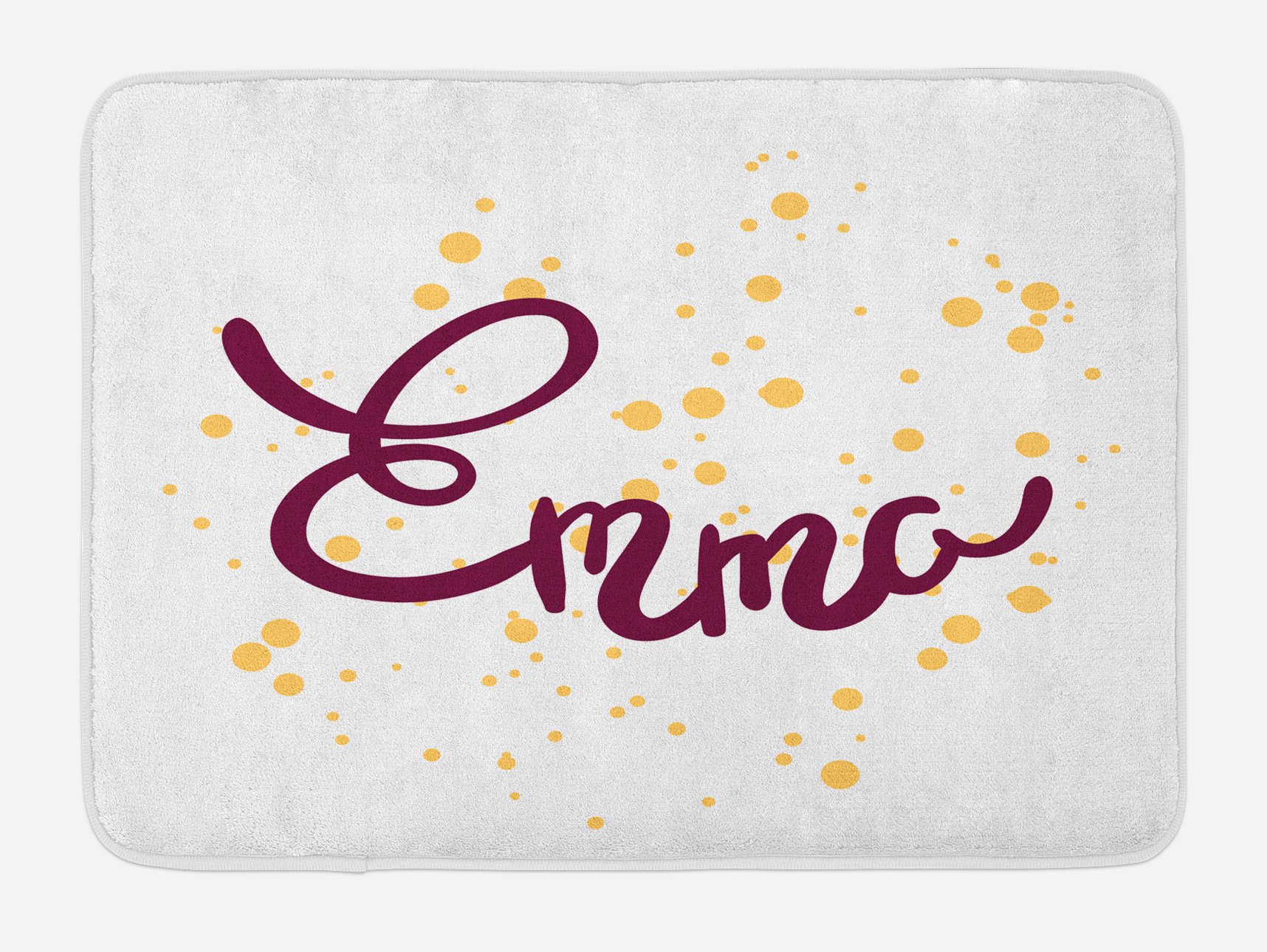 Ambesonne Emma Plush Bath Mat with Non-Slip Backing, Handwritten Letters & Swirls Design on Plain Background, 30.2