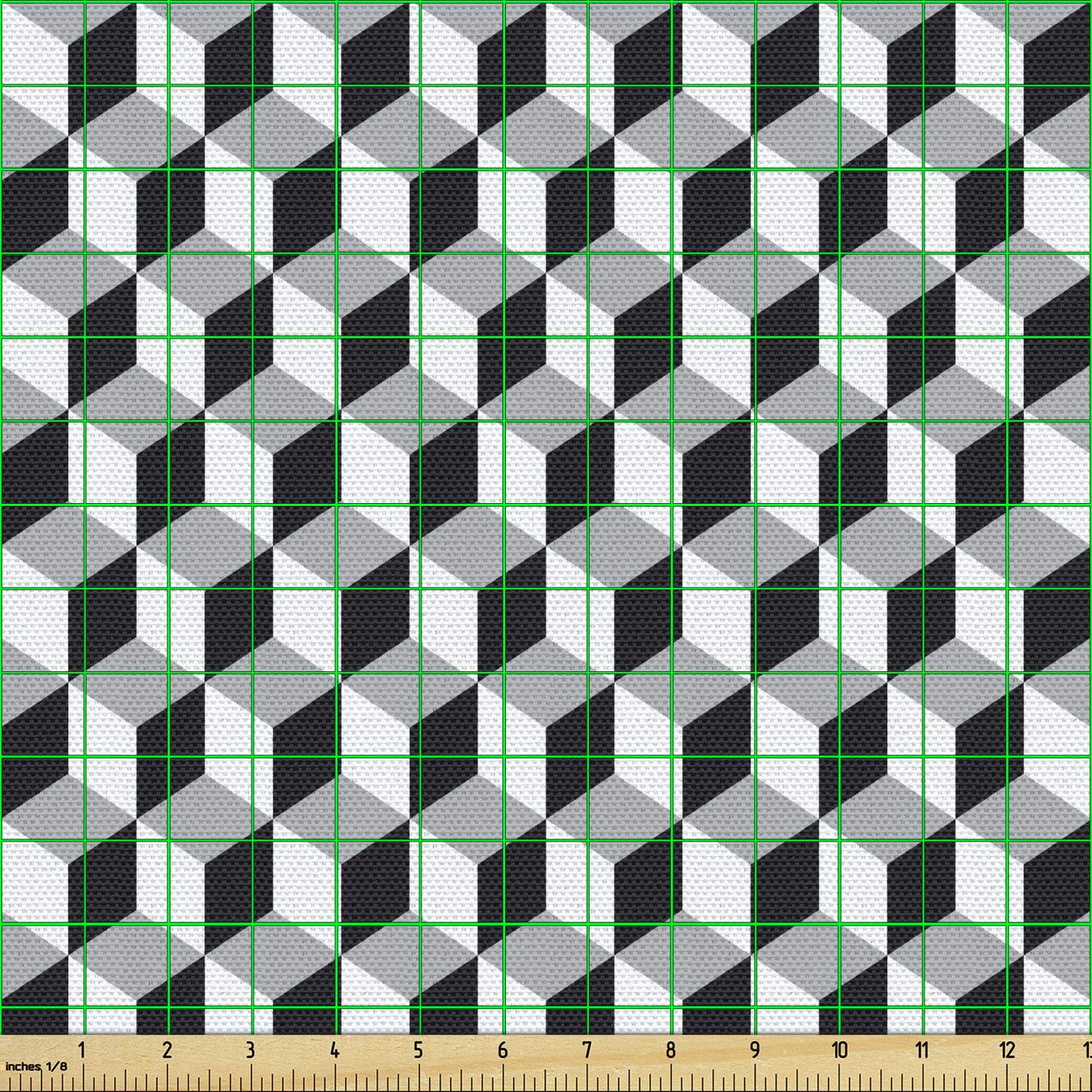 Ambesonne Black and Grey Geometric 3D Cubes Fabric by The Yard - Modern Upholstery & Home Decor Material (10 Yards) for Sofa, Curtains, Pillows & DIY Crafts
