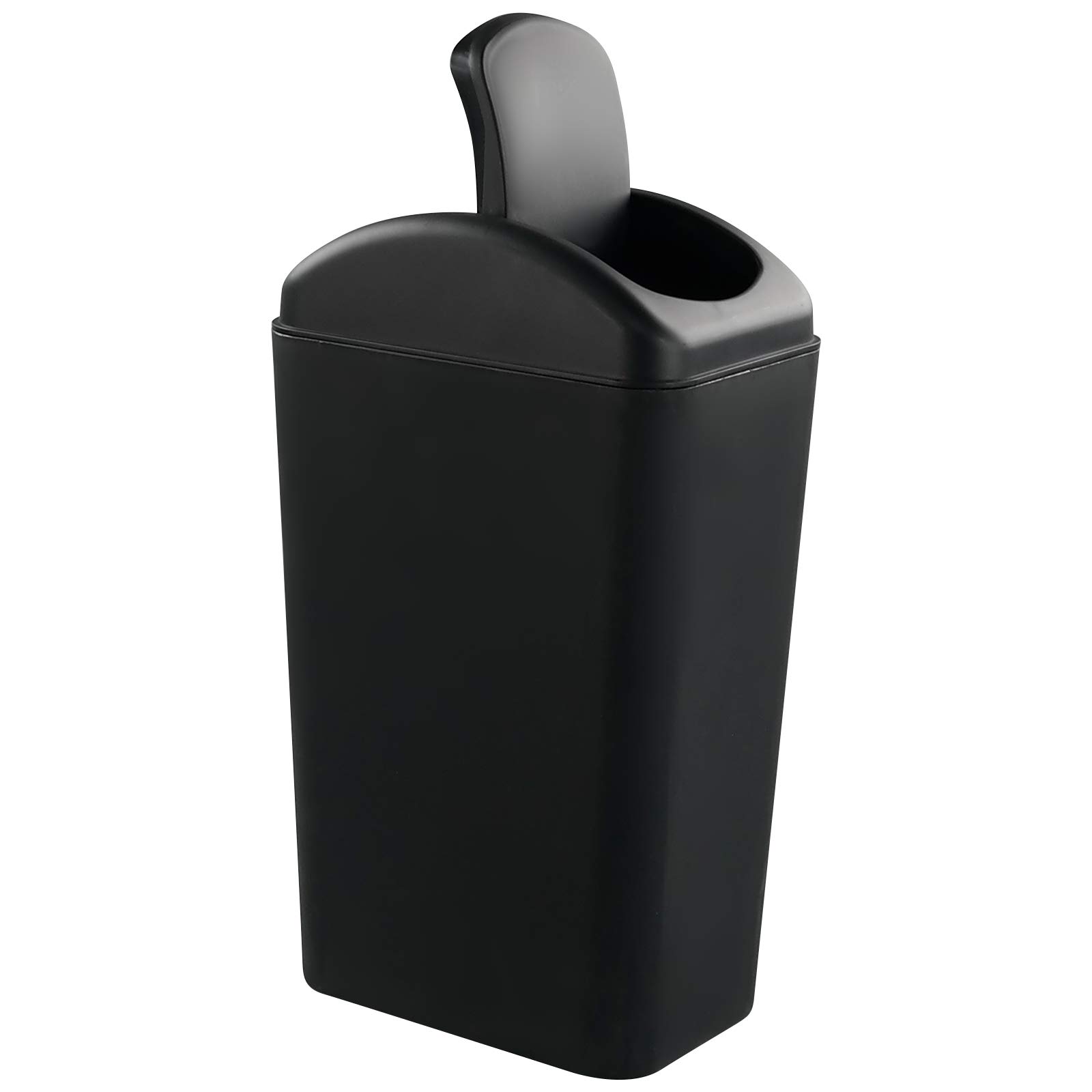 3.5 Gallon Plastic Trash Can with Swing Top Lid - Black Waste Bin for Bathroom, Office, or Kitchen - Durable & Odor-Resistant (1 Pack) - Perfect for Small Spaces & Home Organization