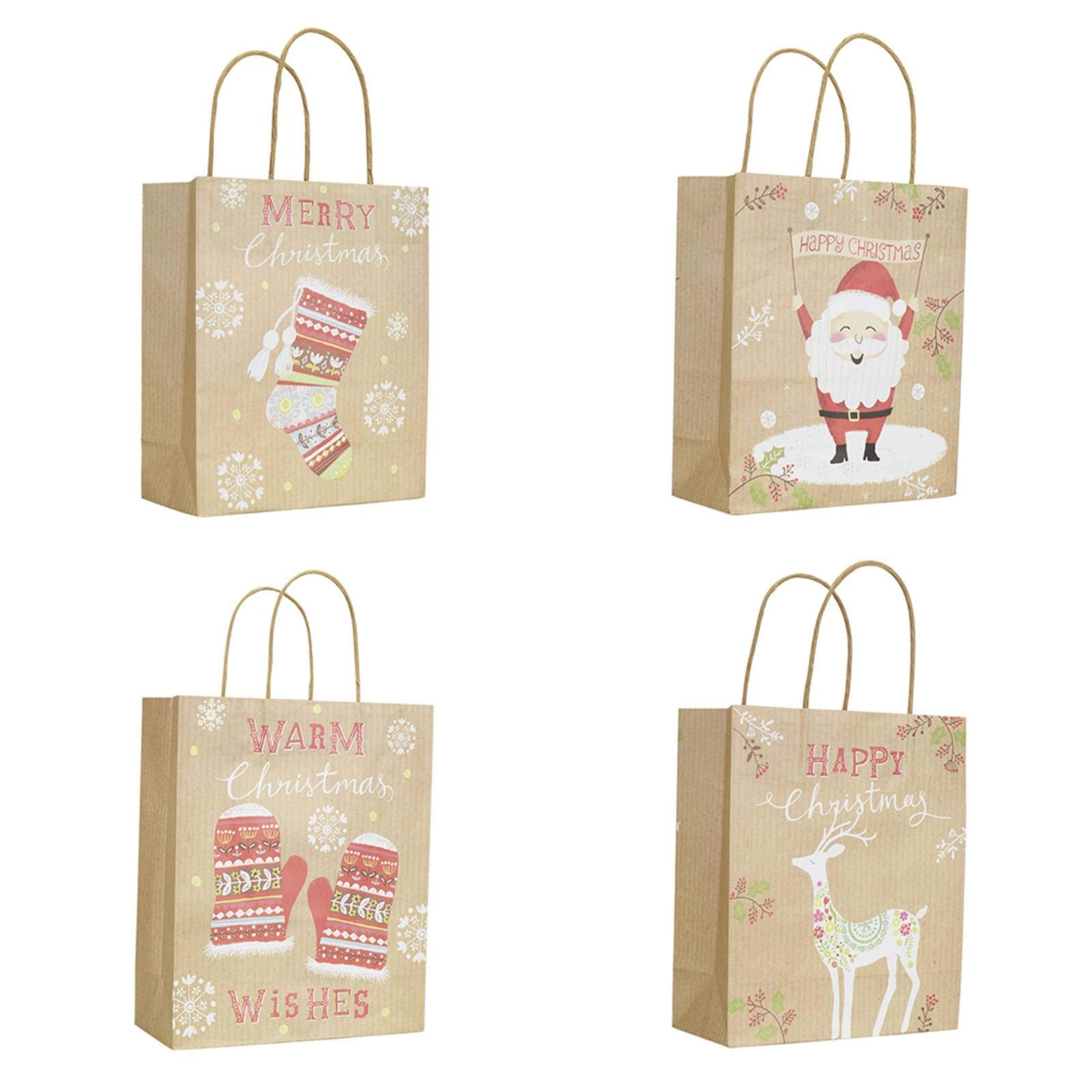 Eco-Friendly Kraft Paper Christmas Gift Bags - Portable & Fashionable Holiday Tote Bags for Festive Party Gifts, Wrapping & Storage | Perfect for Christmas Parties, Office Exchanges & Holiday Decorations