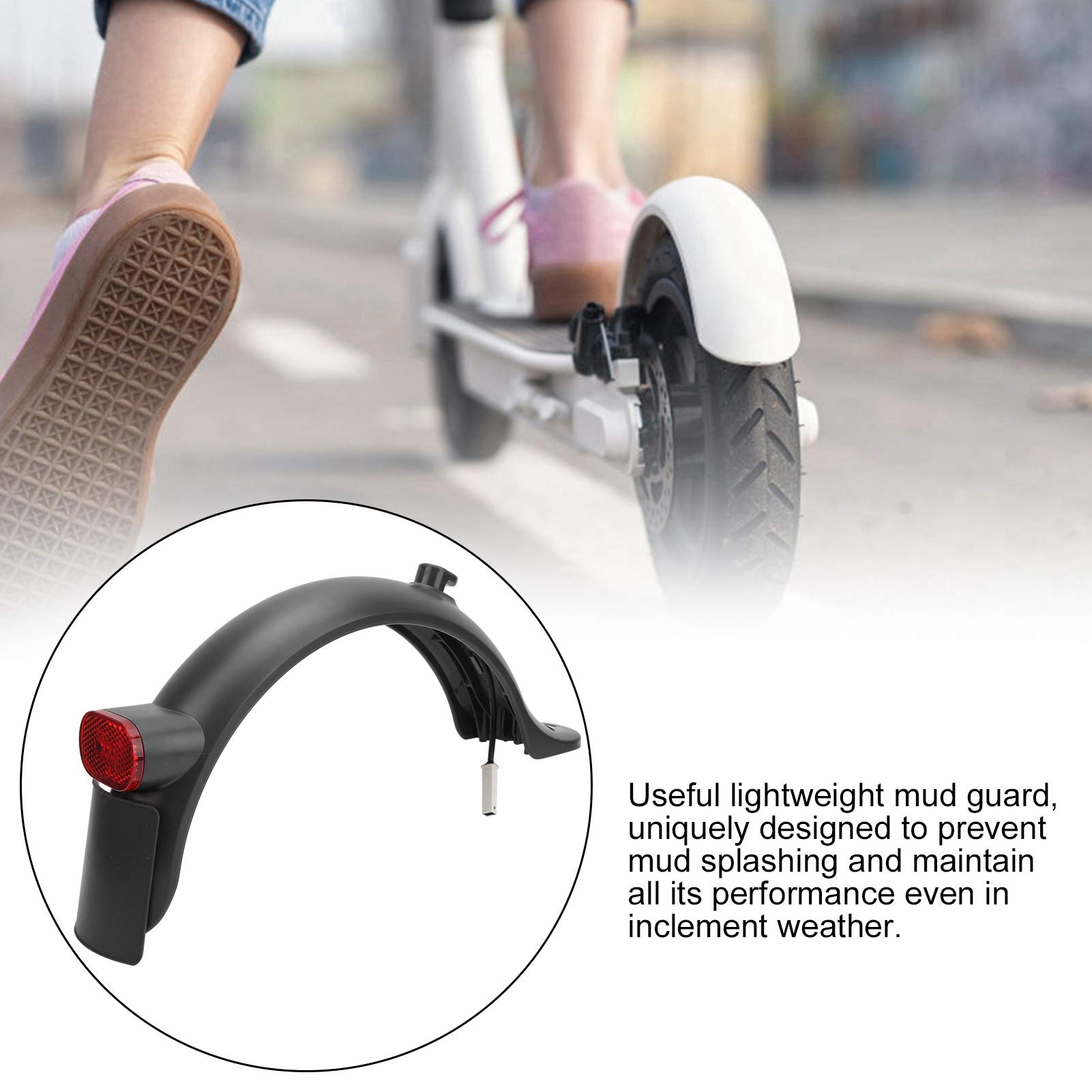 Vbestlife Electric Scooter Rear Mud Guard with High Brightness LED Brake Light - Compatible with Xiaomi M365 Scooter Accessories for Safe Night Riding & Wet Conditions