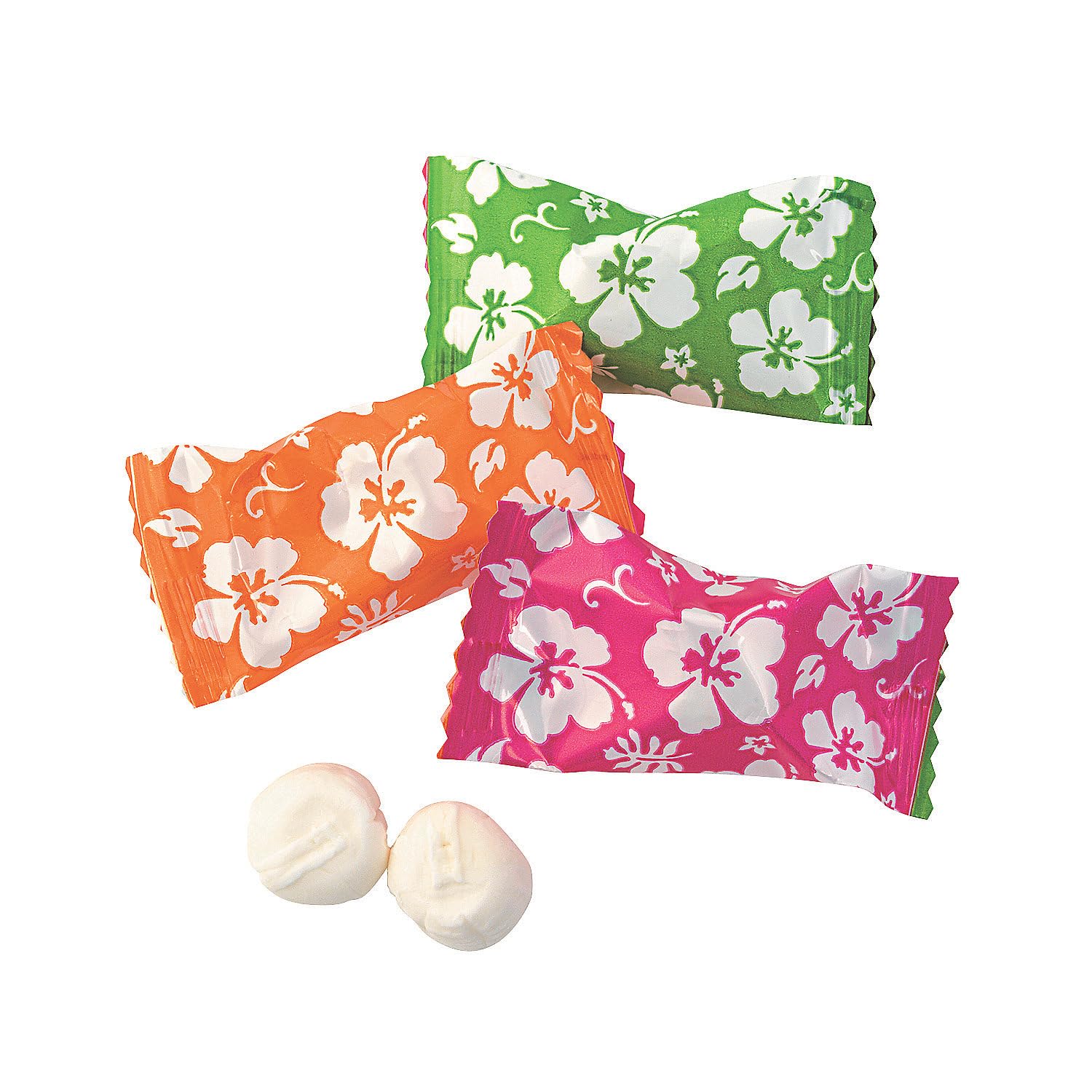 Tiki Party Hibiscus Buttermints - 108 Individually Wrapped Tropical Mints for Luau, Hawaiian & Summer Parties - Perfect as Wedding Favors, Birthday Treats & Beach-Themed Events