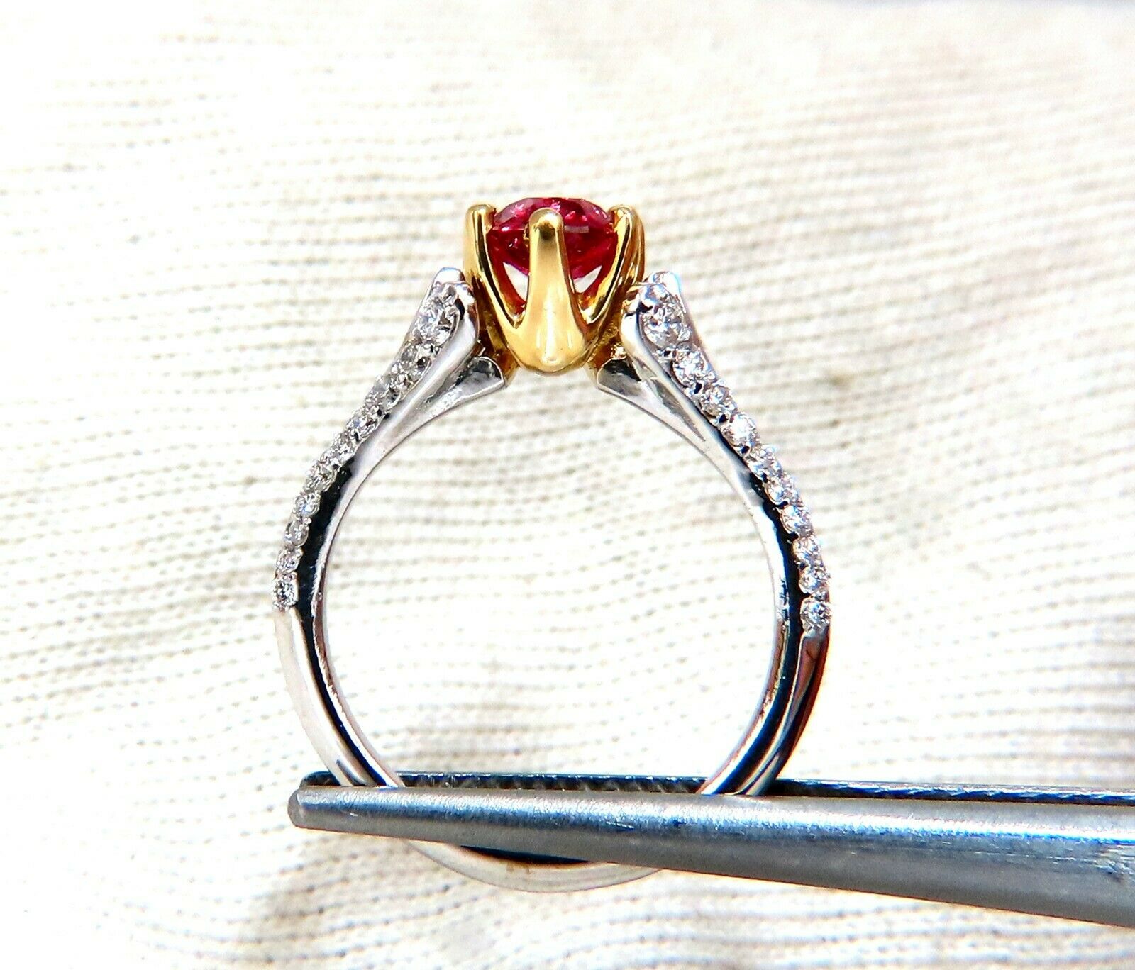 1.07ct Natural Pink No Heat Ruby Diamond Ring 14K Gold - AIGS Certified Elegant Engagement & Wedding Jewelry for Women