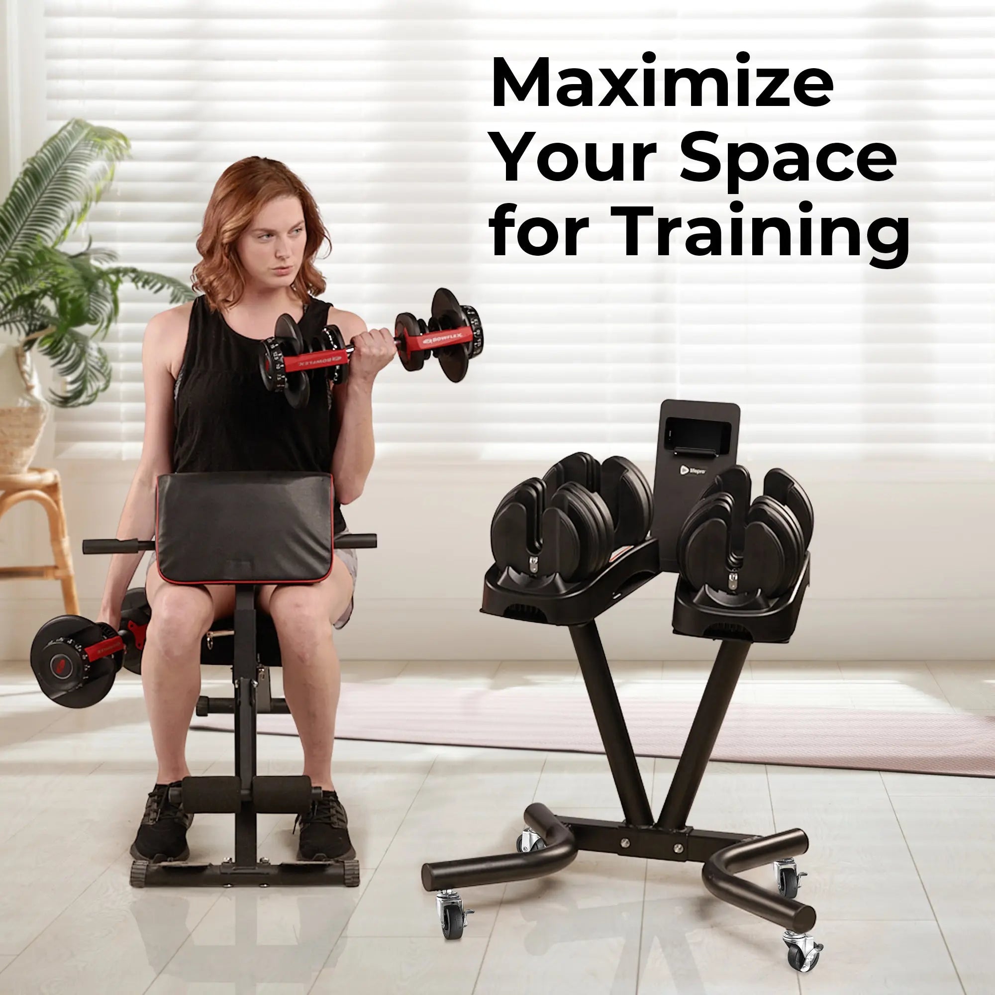 Powerflow Pro Adjustable Dumbbell Stand - Heavy Duty Dumbbell Rack for Home Gym, Weight Bench & Fitness Equipment Storage - Perfect for Garage, Basement & Workout Room Organization