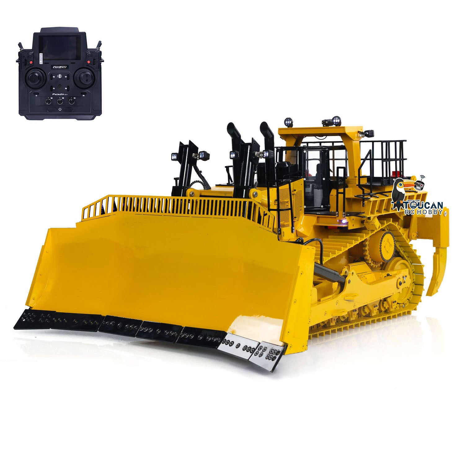 1/14 Scale D11T RC Hydraulic Bulldozer with 3 Plow - Heavy Duty Remote Control Dozer with Sound, Light & Smoke - Pre-Assembled & Painted - Perfect for Construction Enthusiasts & Collectors