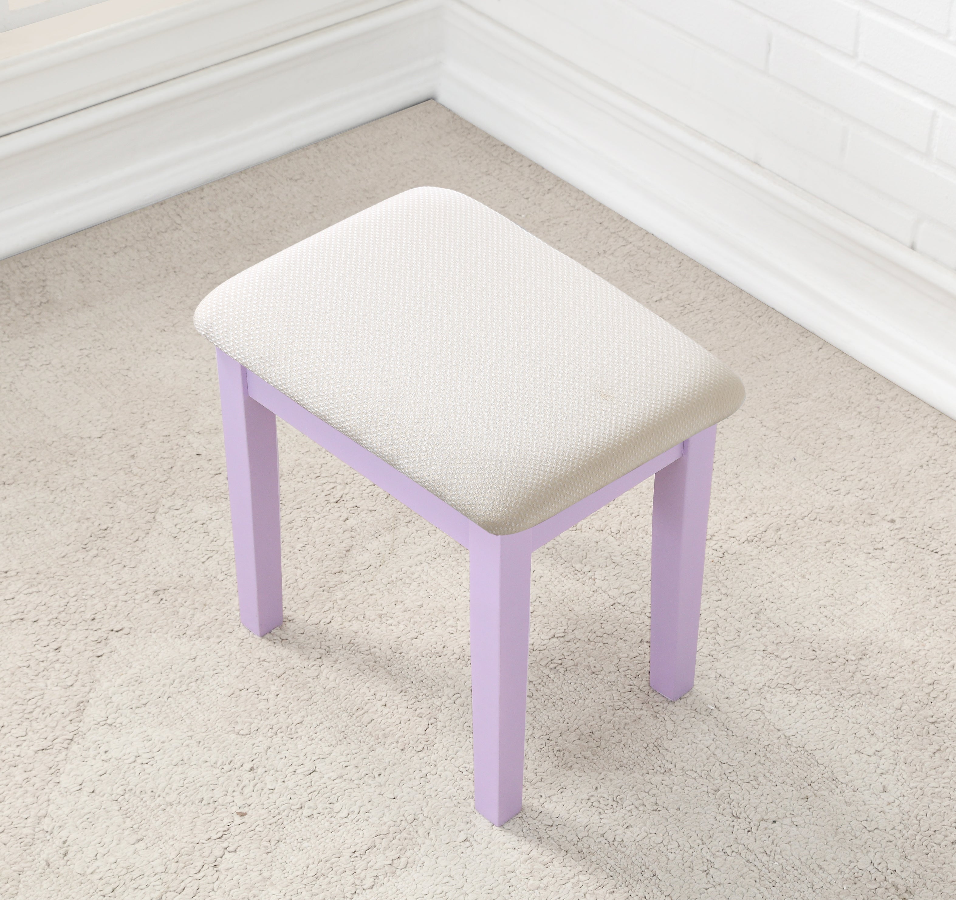Roundhill Furniture Moniya Wood Makeup Vanity Table with Stool Set - Elegant Purple Dressing Table for Bedroom, Perfect for Makeup Application & Jewelry Storage