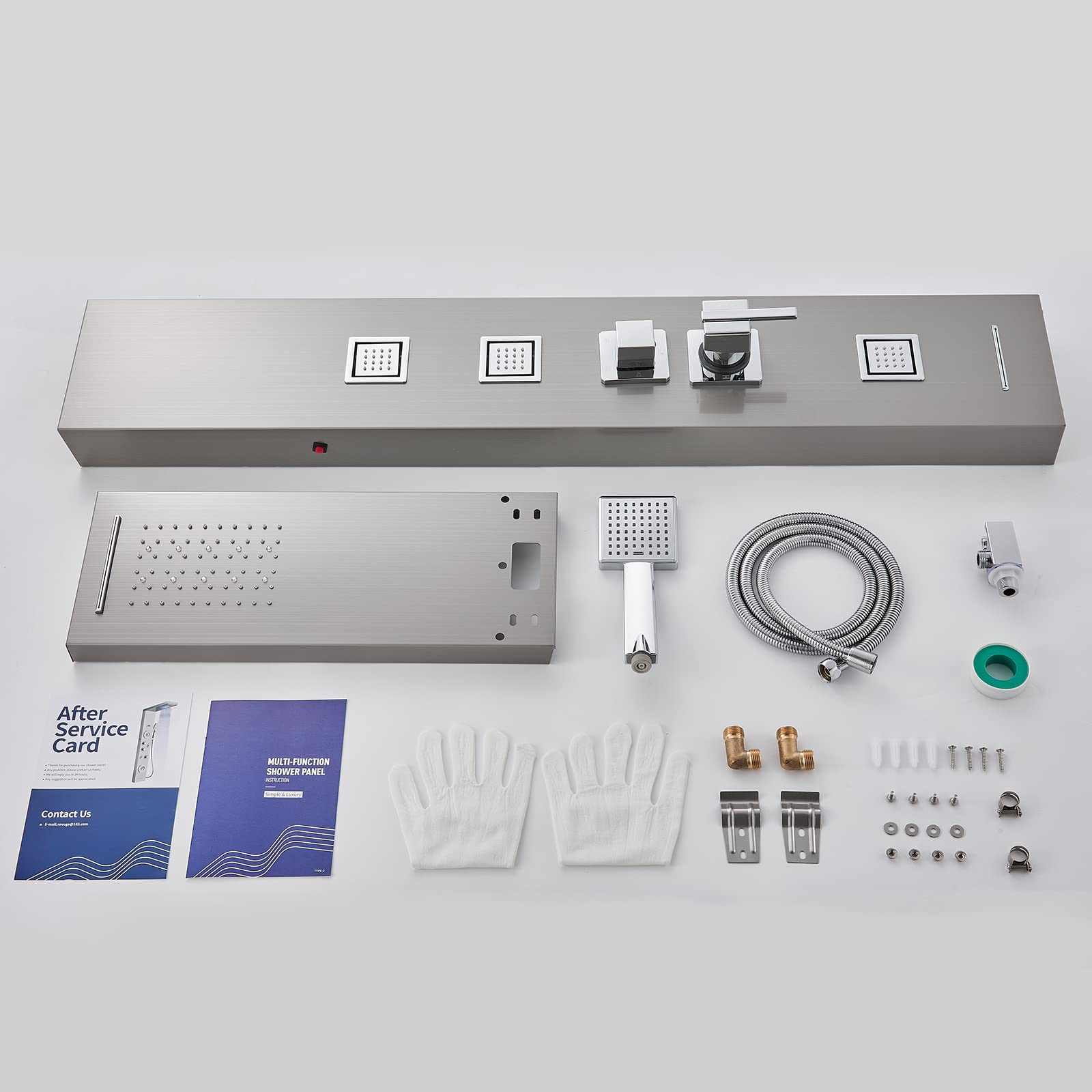 5-in-1 LED Shower Panel Tower System with Rainfall Shower Head, Waterfall Shower, 3 Massage Jets & Handheld Spray - Perfect for Modern Bathroom Renovation & Spa Experience