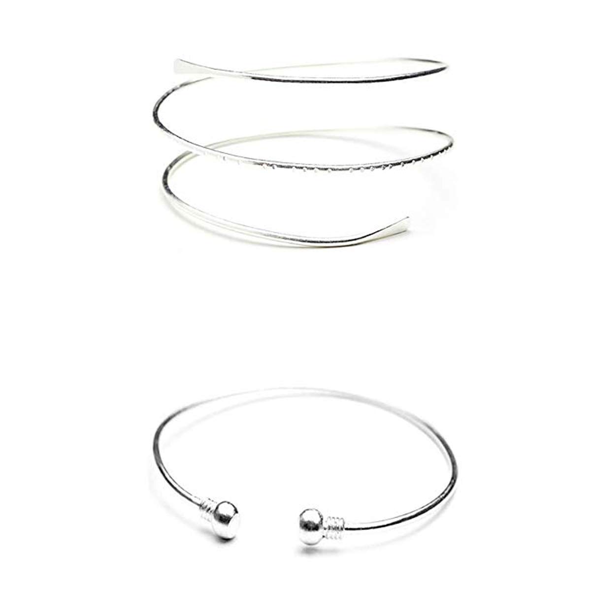Minimalist Metal Punk Spiral Coil Arm Cuff Bracelet - Adjustable Hammered Wrap Armband Bangle for Women | Gothic Jewelry, Festival Accessory, Boho Armlet for Concerts & Fashion