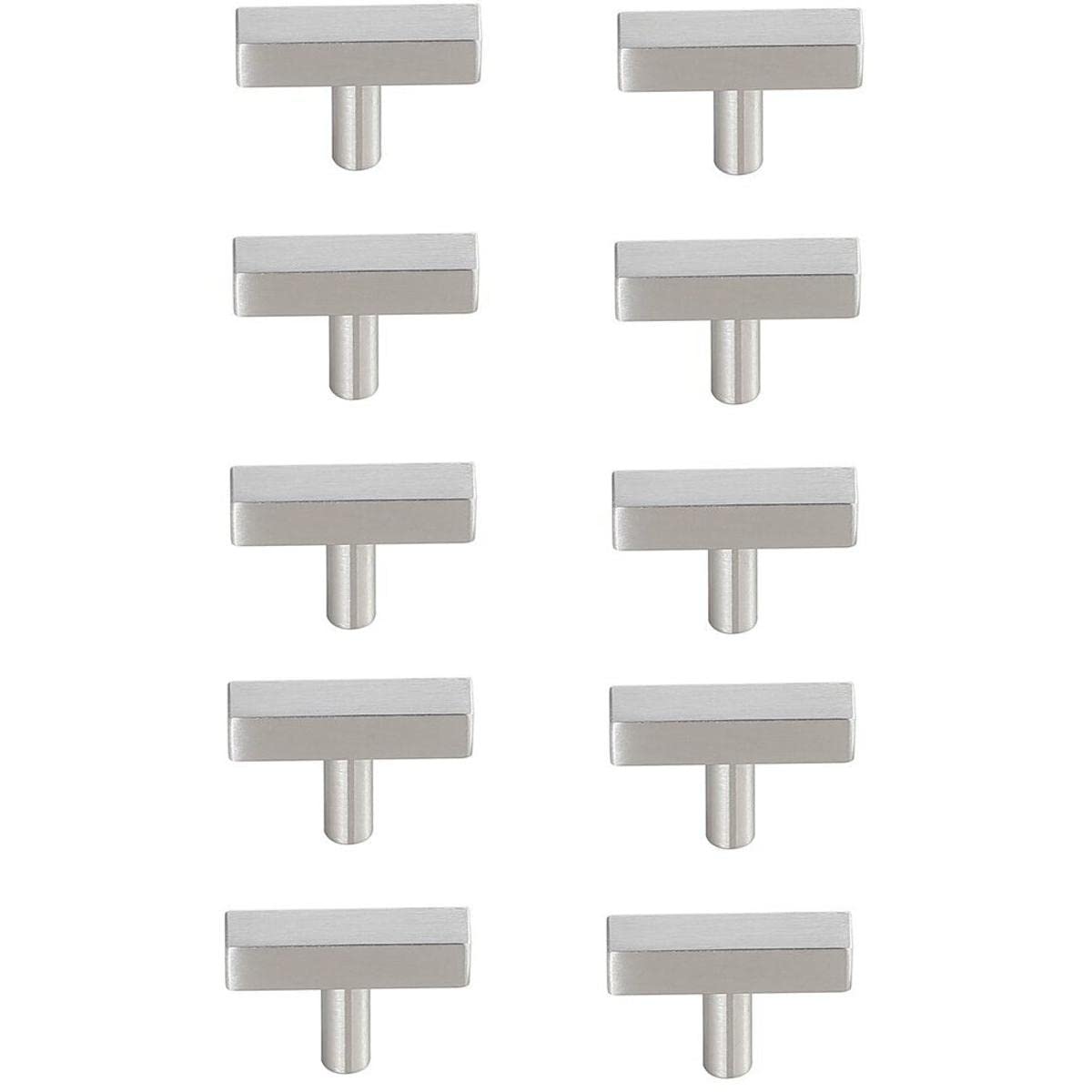 Modern Zinc Alloy Dior T Bar Pulls - Nickel Finish (10-Pack) for Cabinets & Drawers