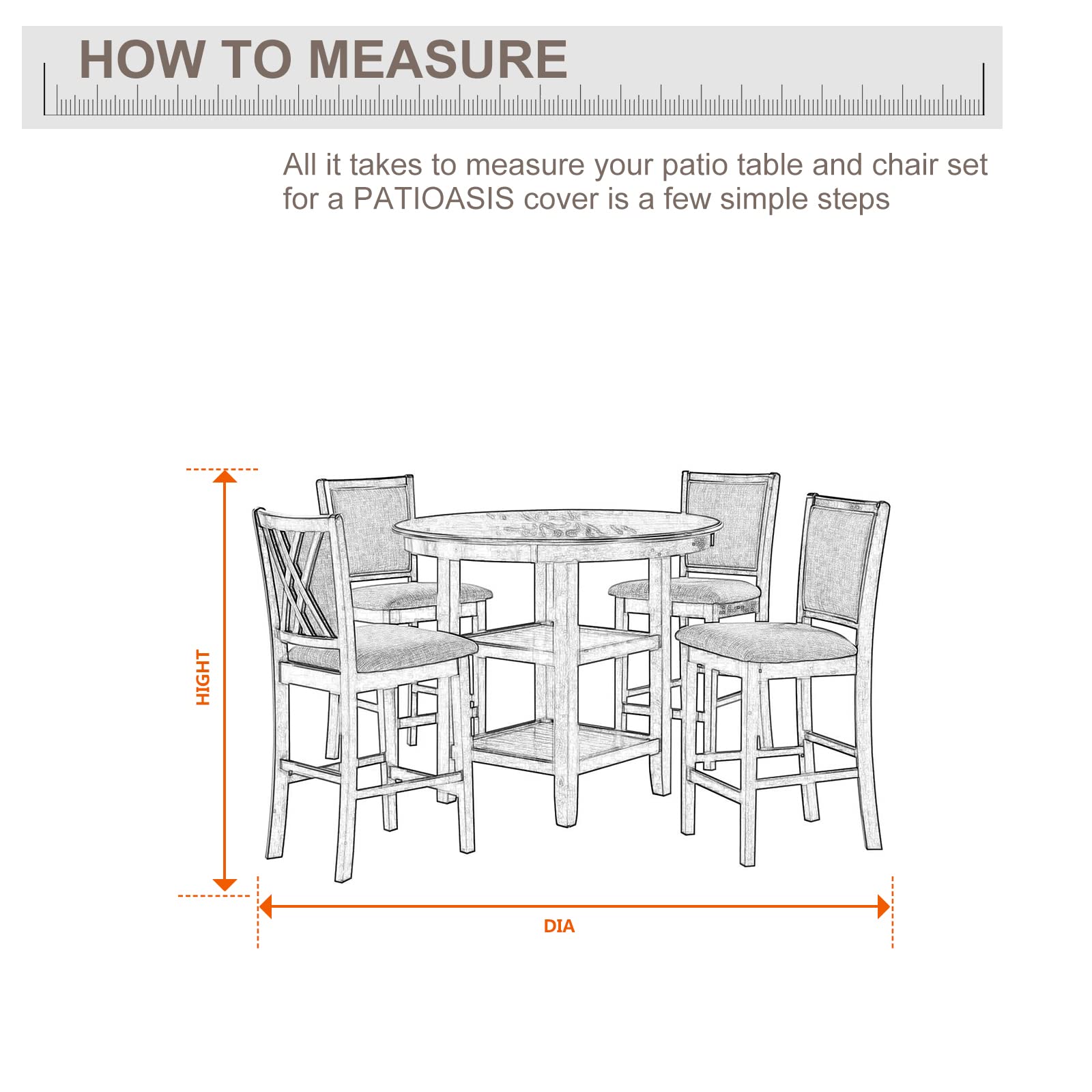 Waterproof Windproof UV-Resistant 90-Inch Round Outdoor Table Cover with 7-9 Chair Covers - Grey Patio Furniture Protector for Dining Sets up to 30 Inches High | Perfect for Backyard, Garden, and Poolside Use
