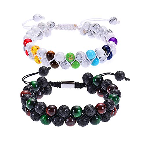 6mm 7 chakra white turquoise beads & 8mm lava beads