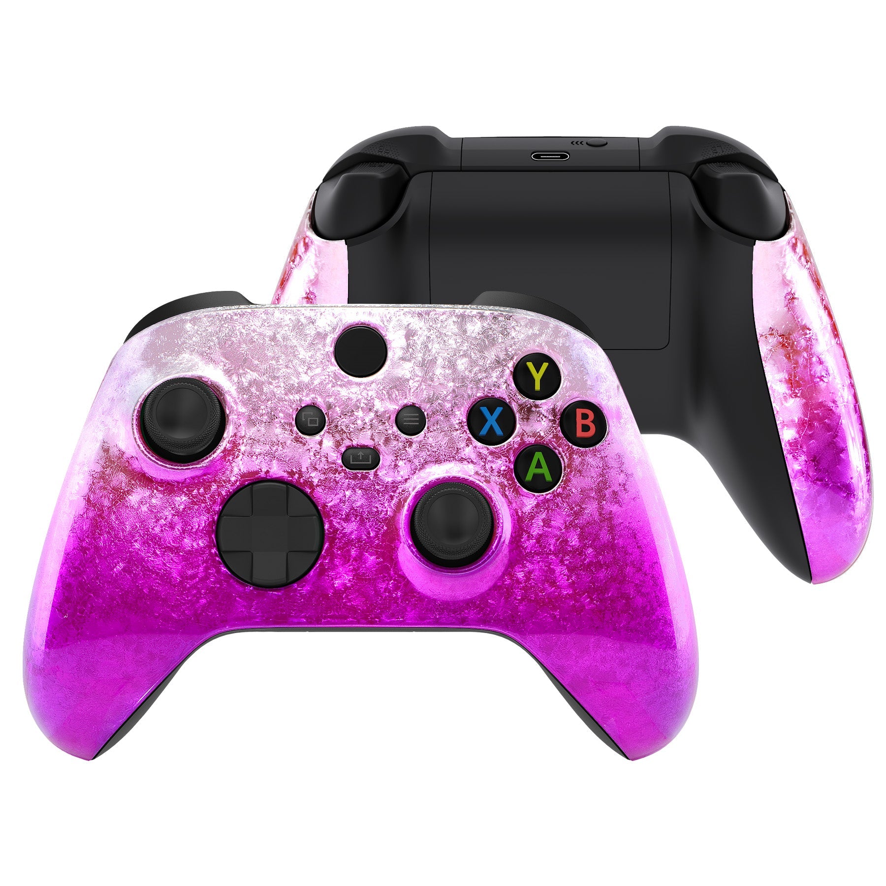 eXtremeRate Xbox Series X & S Controller Front Housing Shell with Side Rails Panels - Ice Flake Magenta | Replacement Parts for Custom Gaming Setup | Perfect for DIY Controller Mods & Professional Repairs