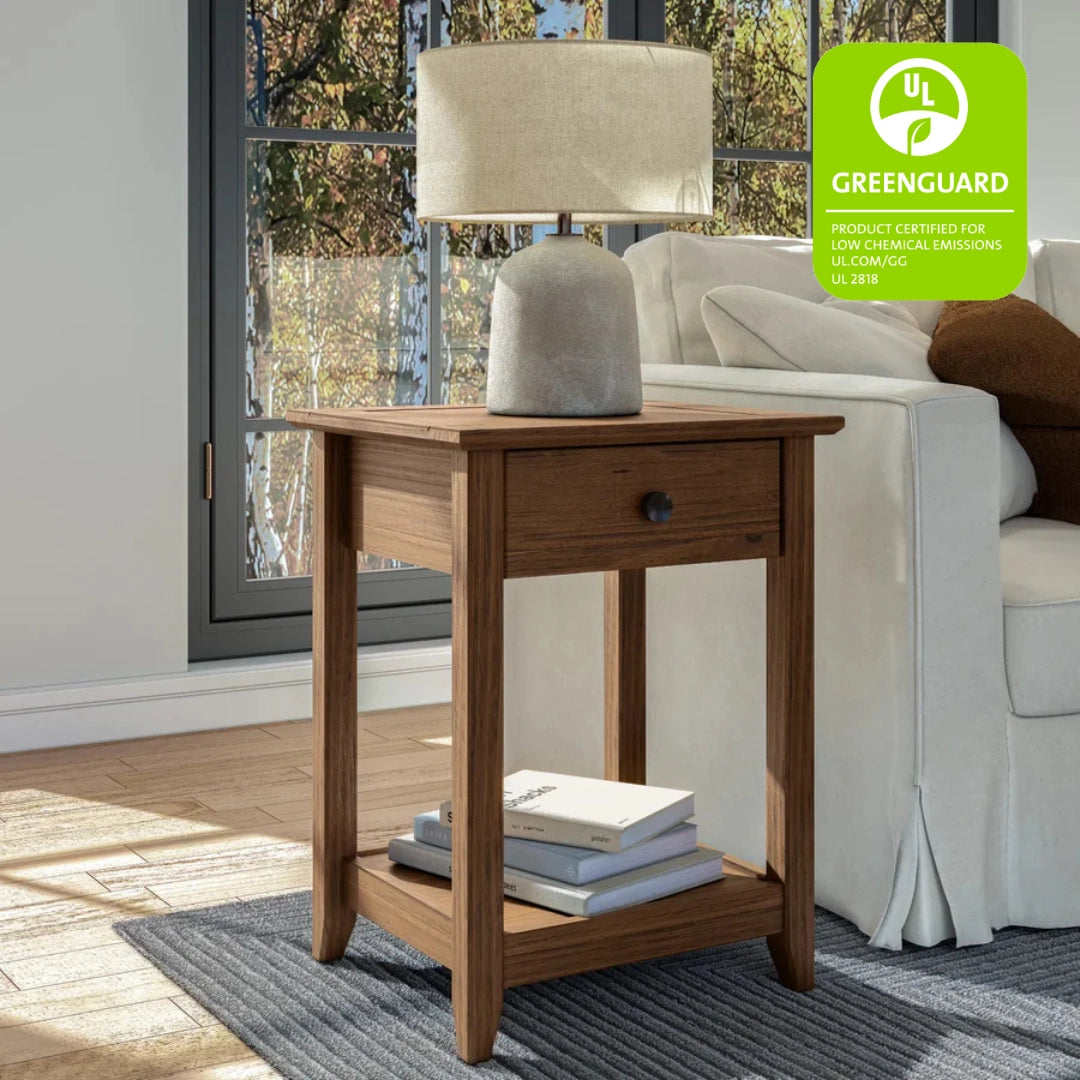 Greenport Modern End Table - Small Side Table for Living Room, Bedroom, or Office - Nightstand with Storage Shelf - Compact Accent Table for Home Decor