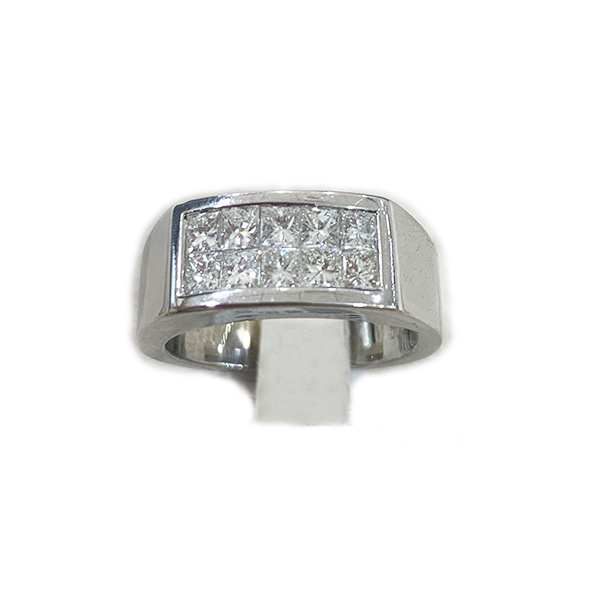 18K White Gold Men's Diamond Ring for Wedding, Engagement & Anniversary - Luxury Gift for Him