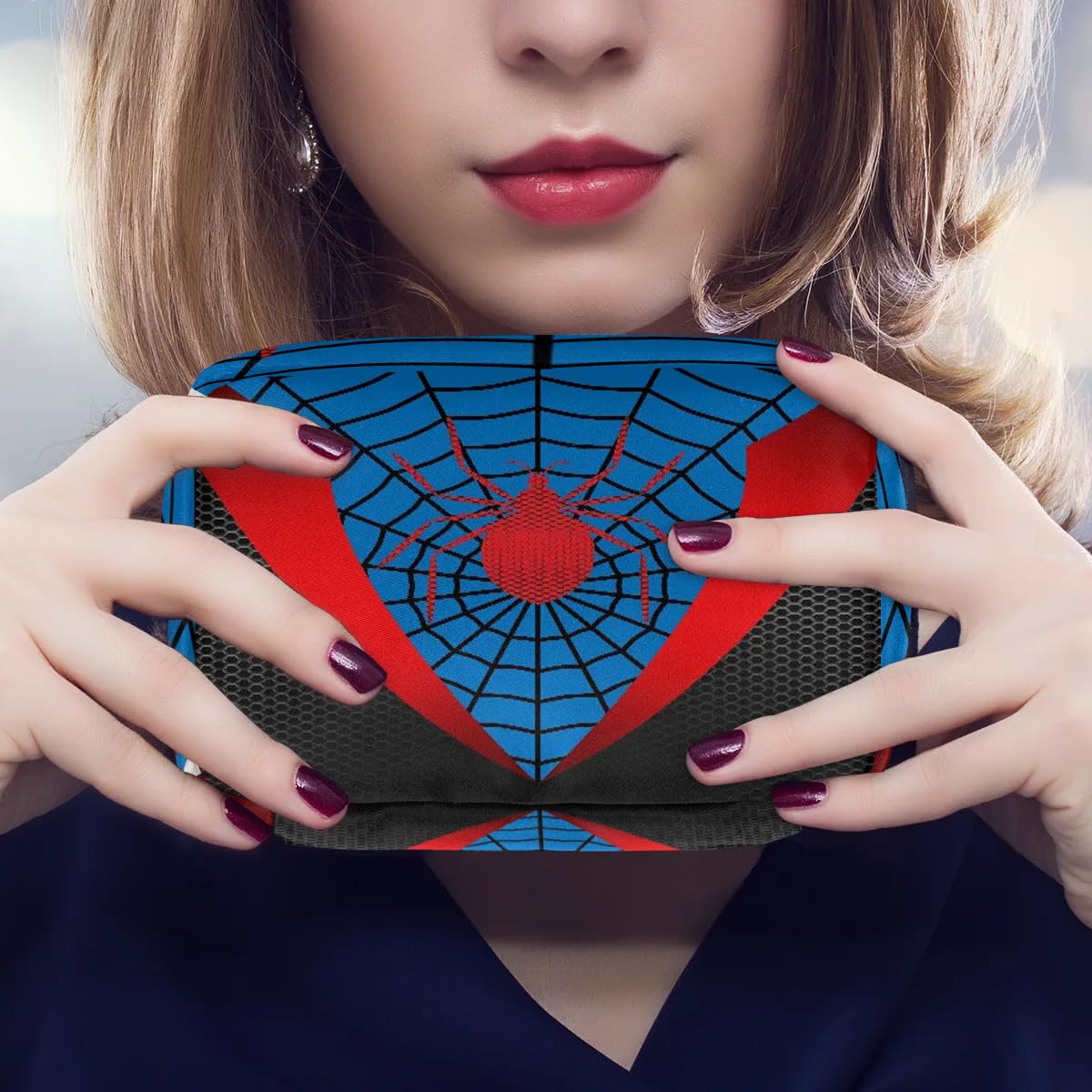 Spider Web Kids Toiletry Bag for Boys & Teens - Waterproof Cosmetic Travel Bag for Toddler, Small Blue Wash Bag for Weekend Trips & Sleepovers - Perfect for School, Camping, and Family Vacations