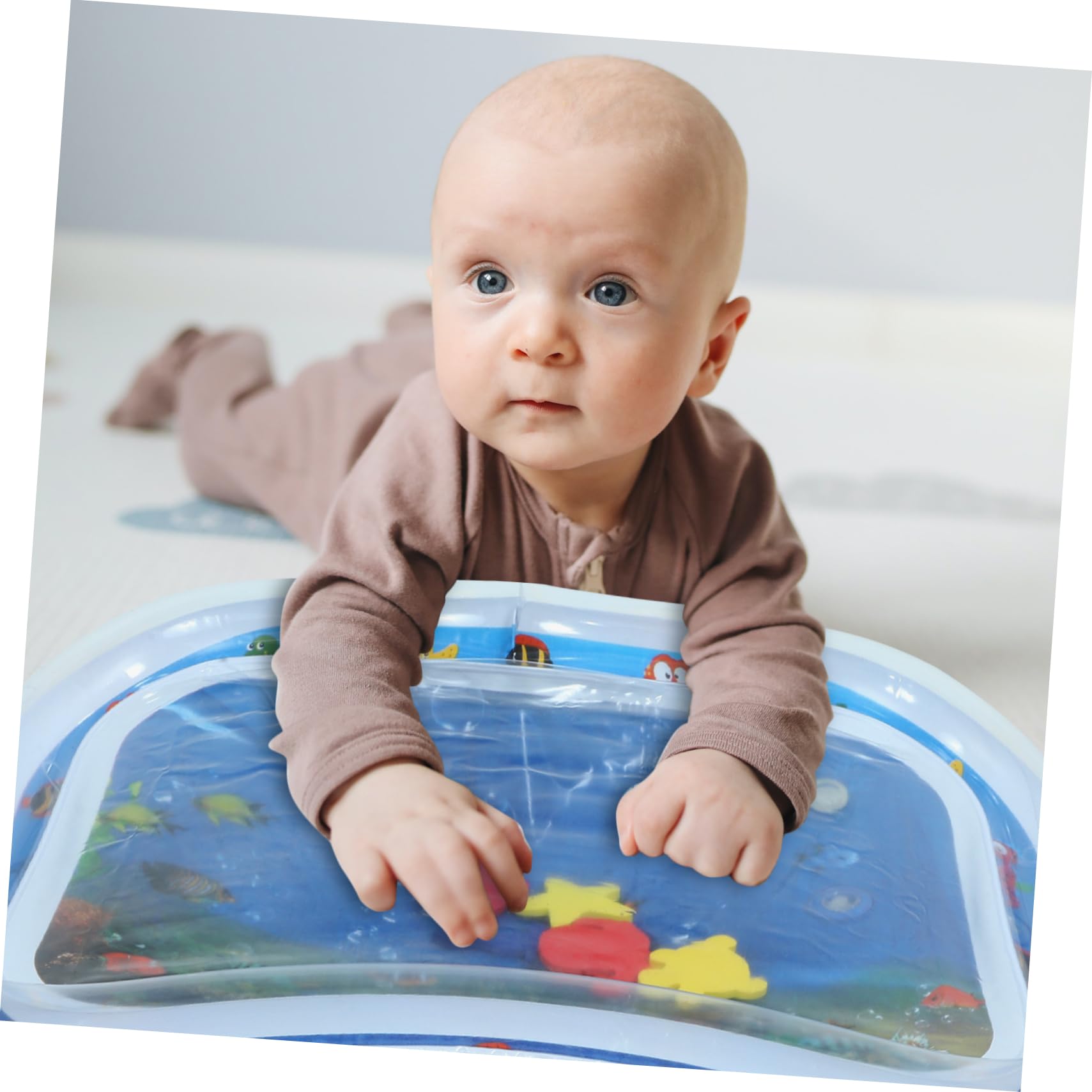 VICASKY Water Cushion Toys for Newborns - Blue PVC Baby Water Mat for Tummy Time, Sensory Play & Early Learning Development