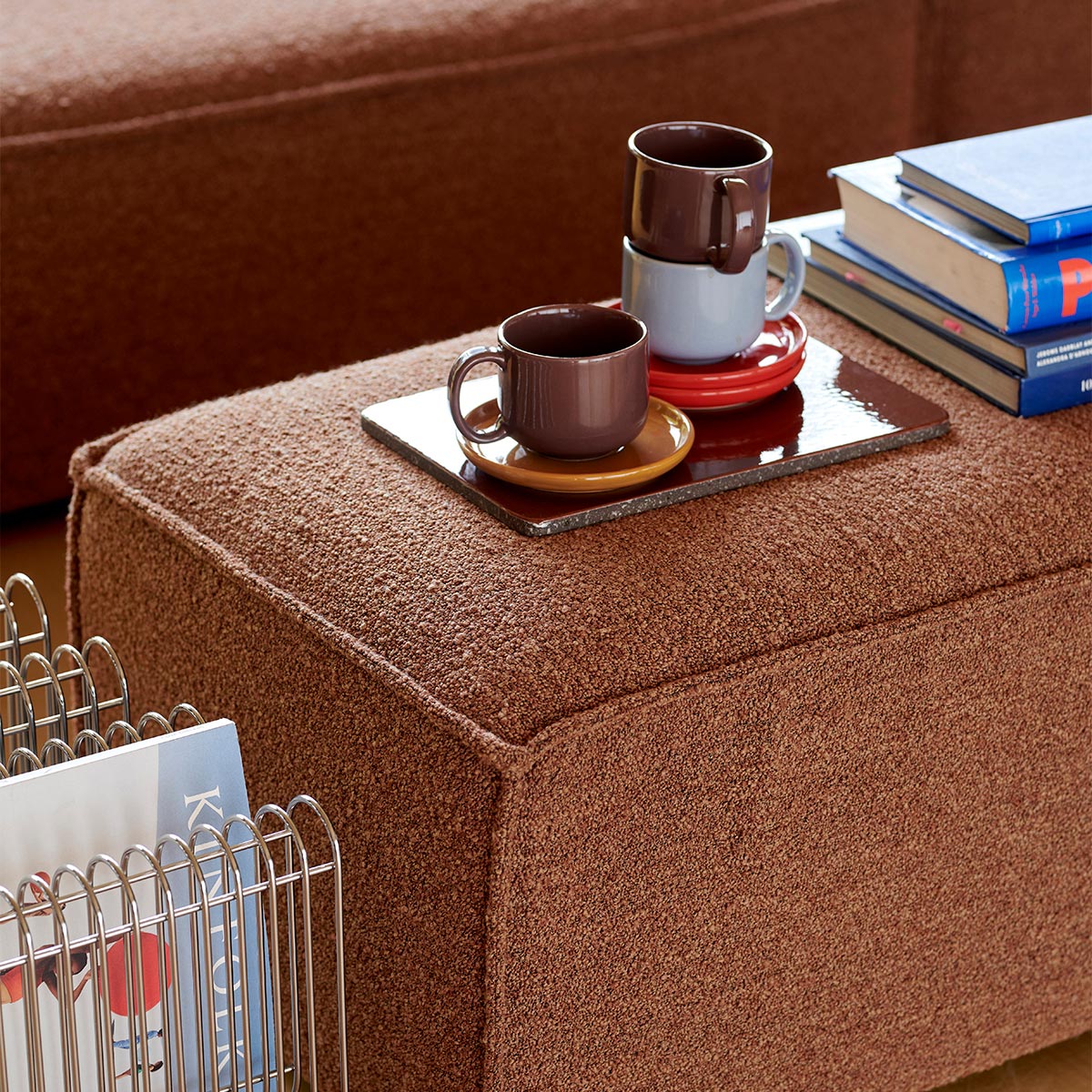 Daphne Boucle Footrest - Soft Plush Ottoman Pouf for Living Room, Bedroom & Office - Comfortable Foot Stool with Modern Design for Relaxing, Reading & Decor