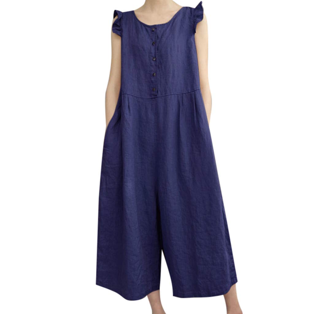 WUAI Women's Oversized Jumpsuit - Casual Long Romper with Wide Leg & Loose Fit - Comfortable Baggy Overalls for Everyday Wear | Perfect for Work, Travel, and Relaxation